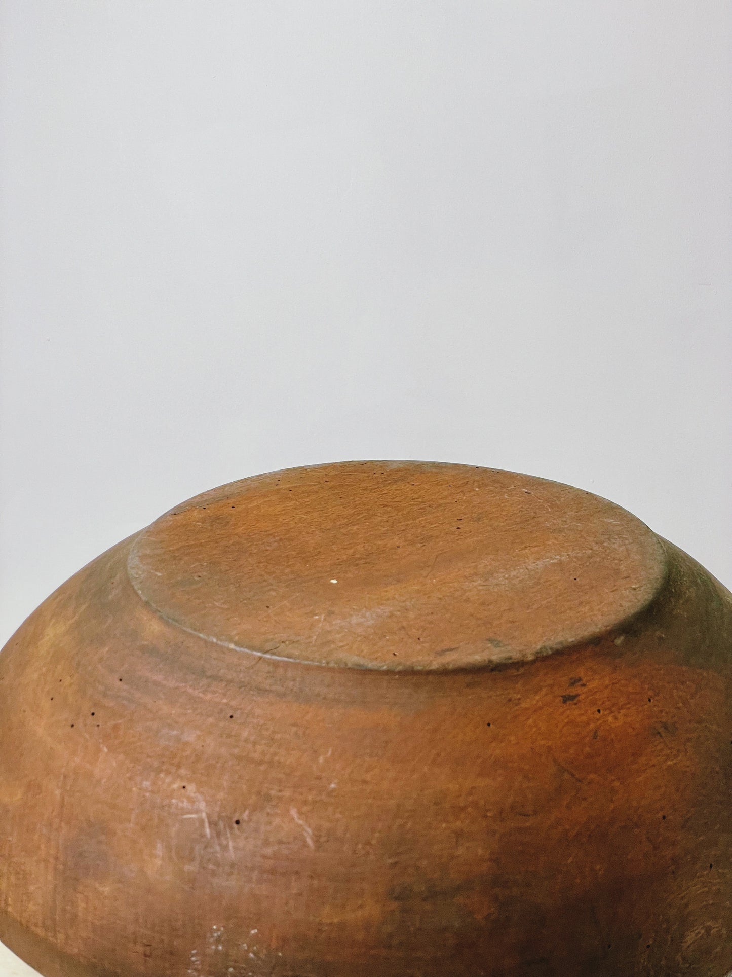 Large antique turned dairy wood bowl