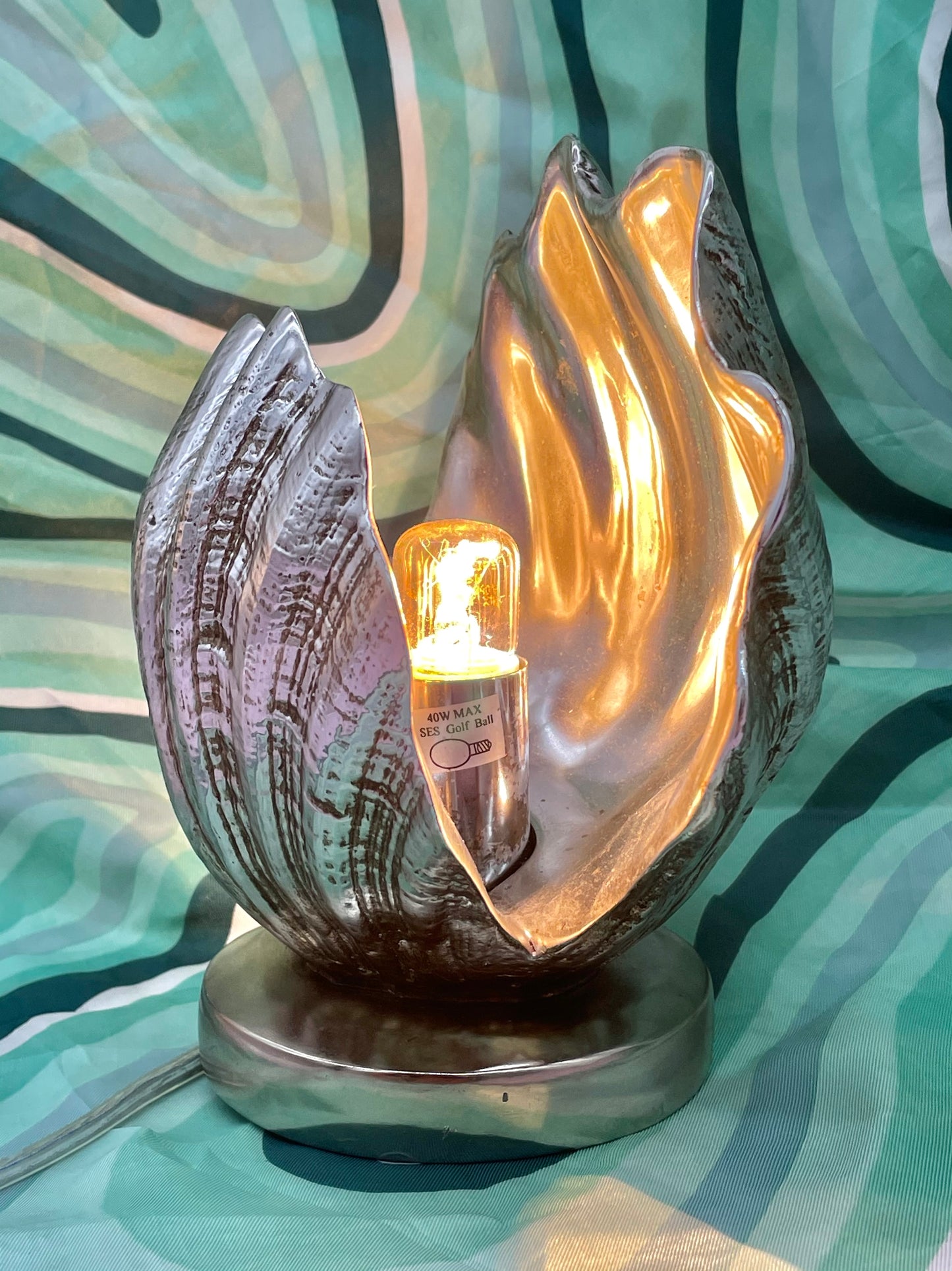 Pewter Laura Ashley piper shell lamp