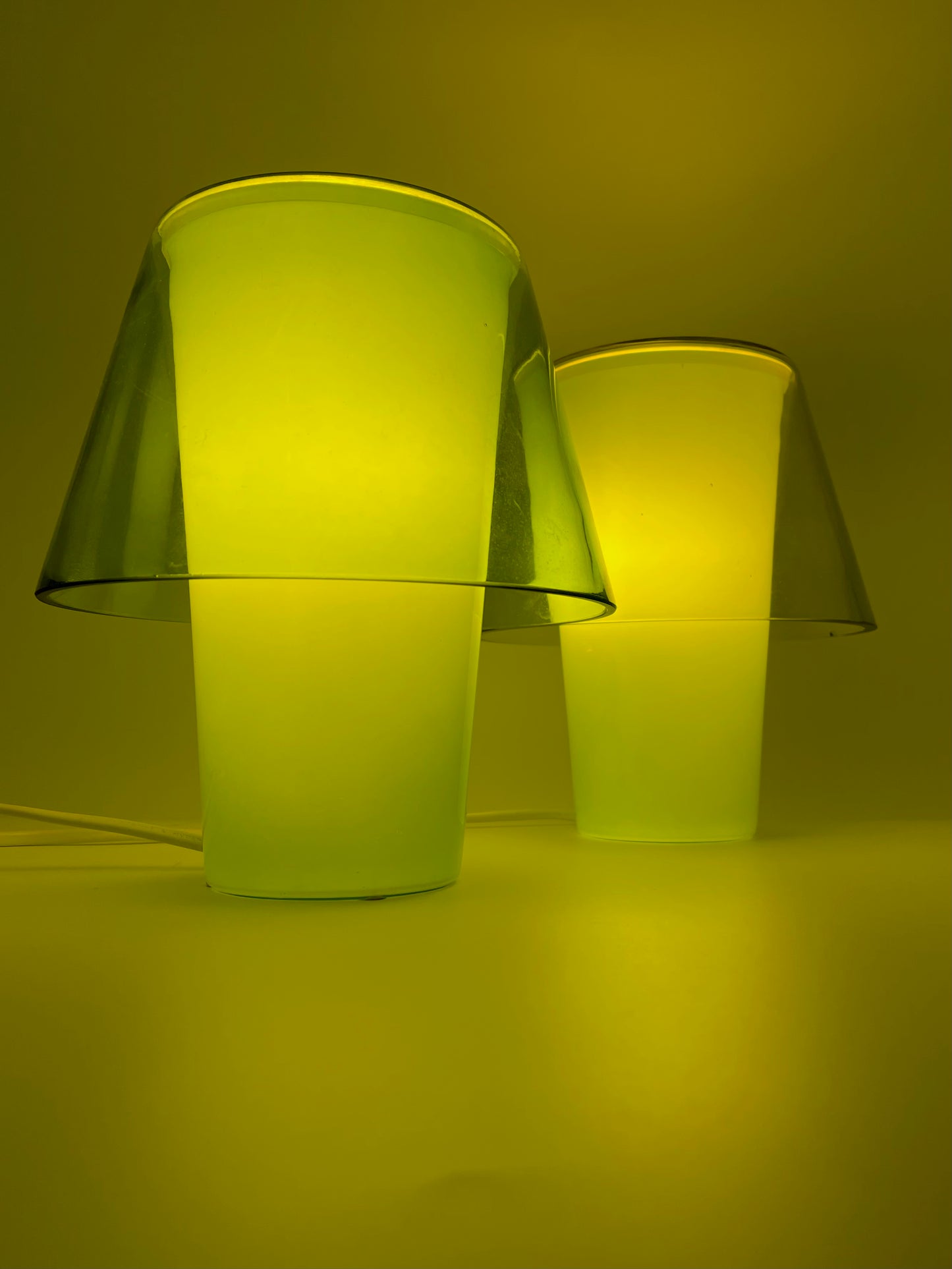 Lime green glass mushroom shaped lamp