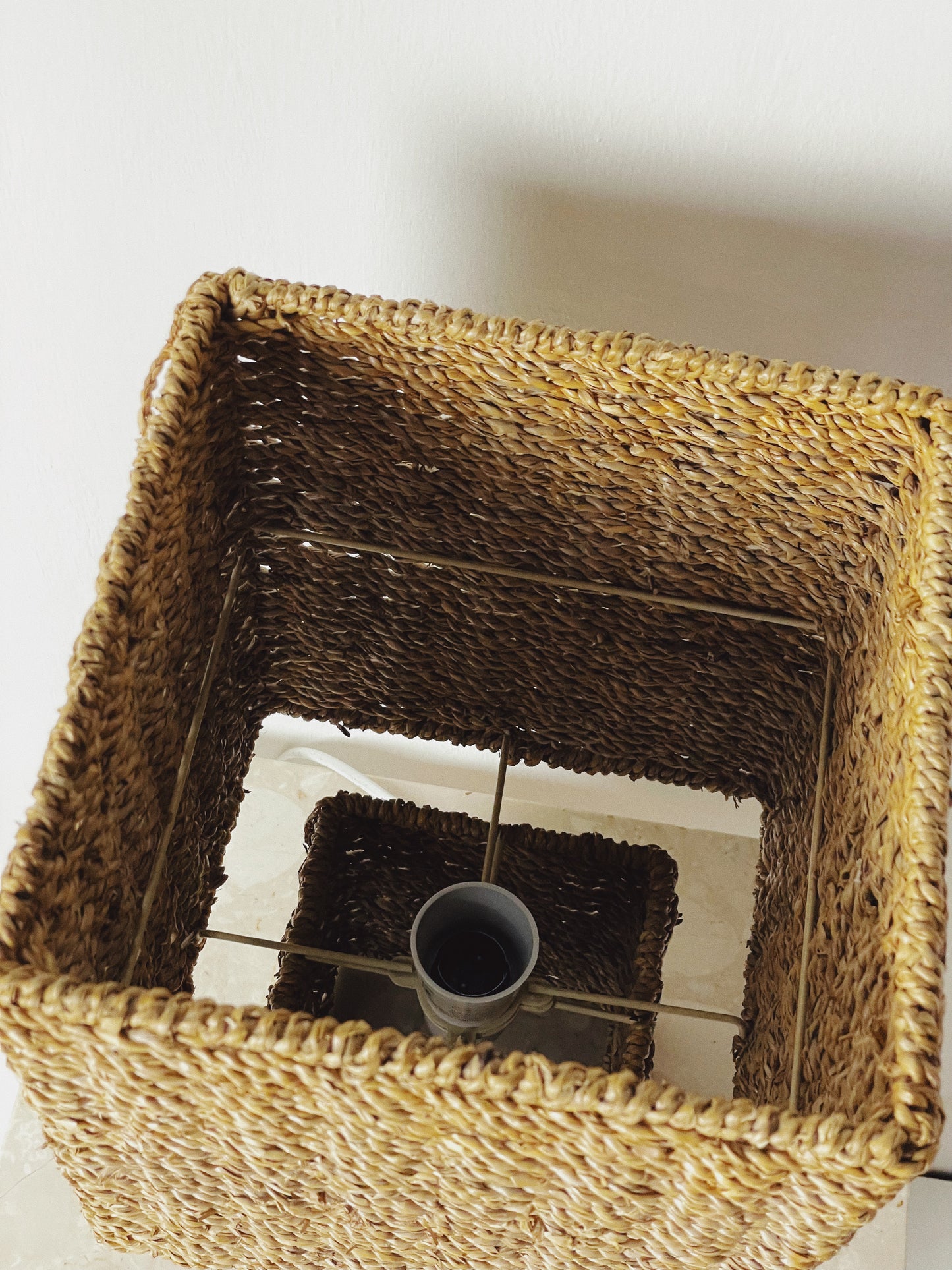 Rectangular mid-century sea grass lamp