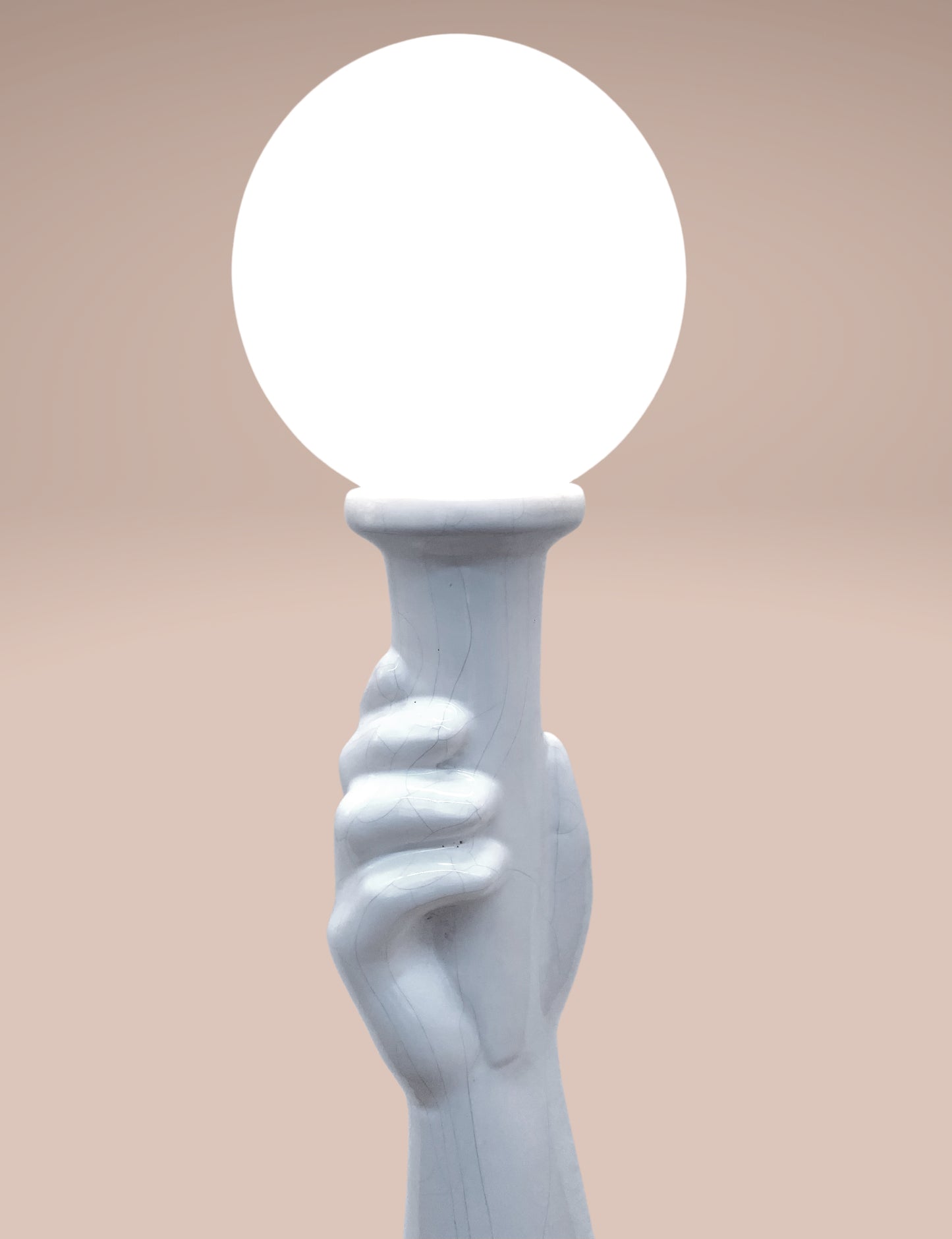 Art Deco style ceramic hand holding torch lamp