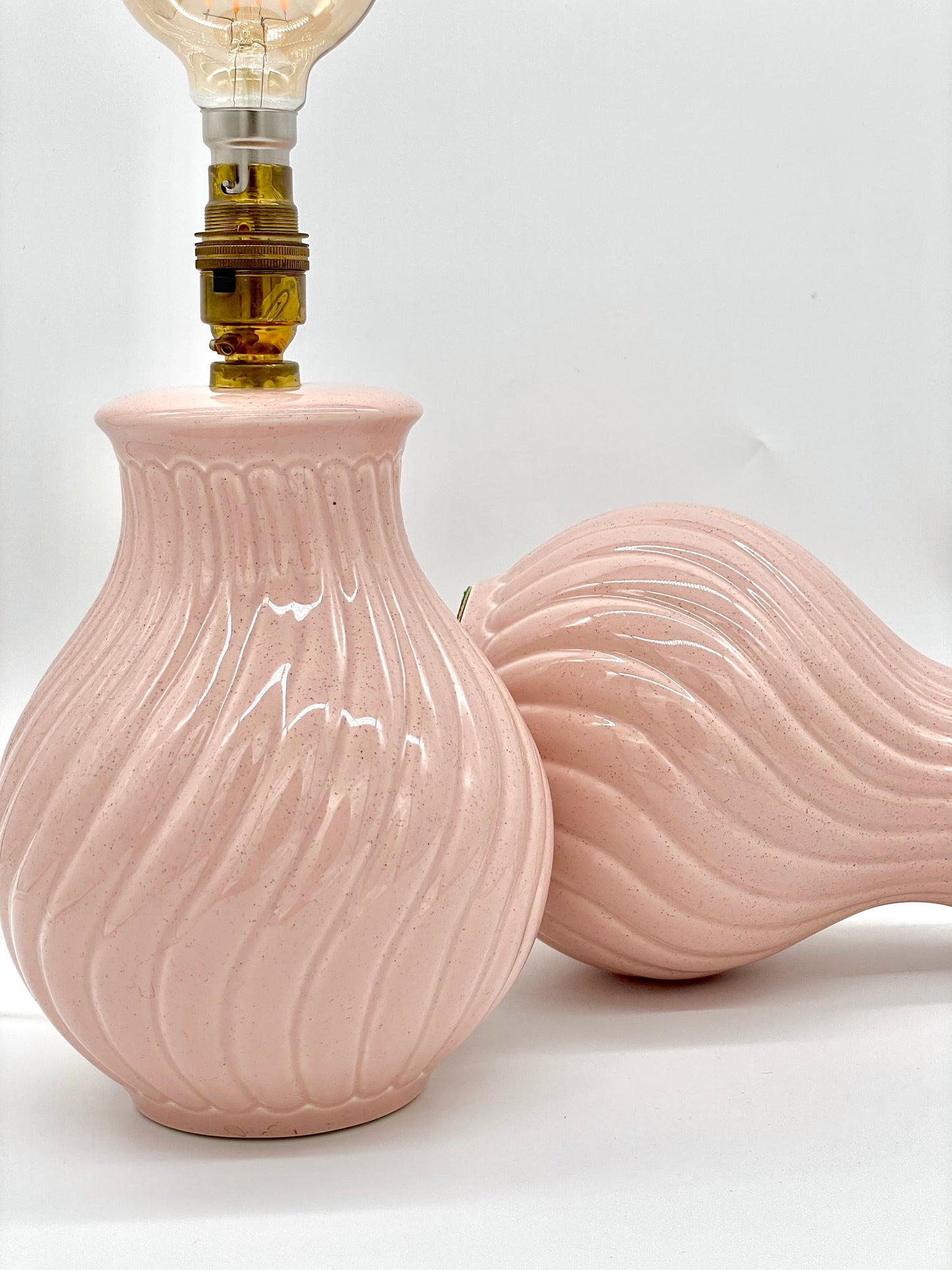 Salmon pink ceramic swirl lamp base