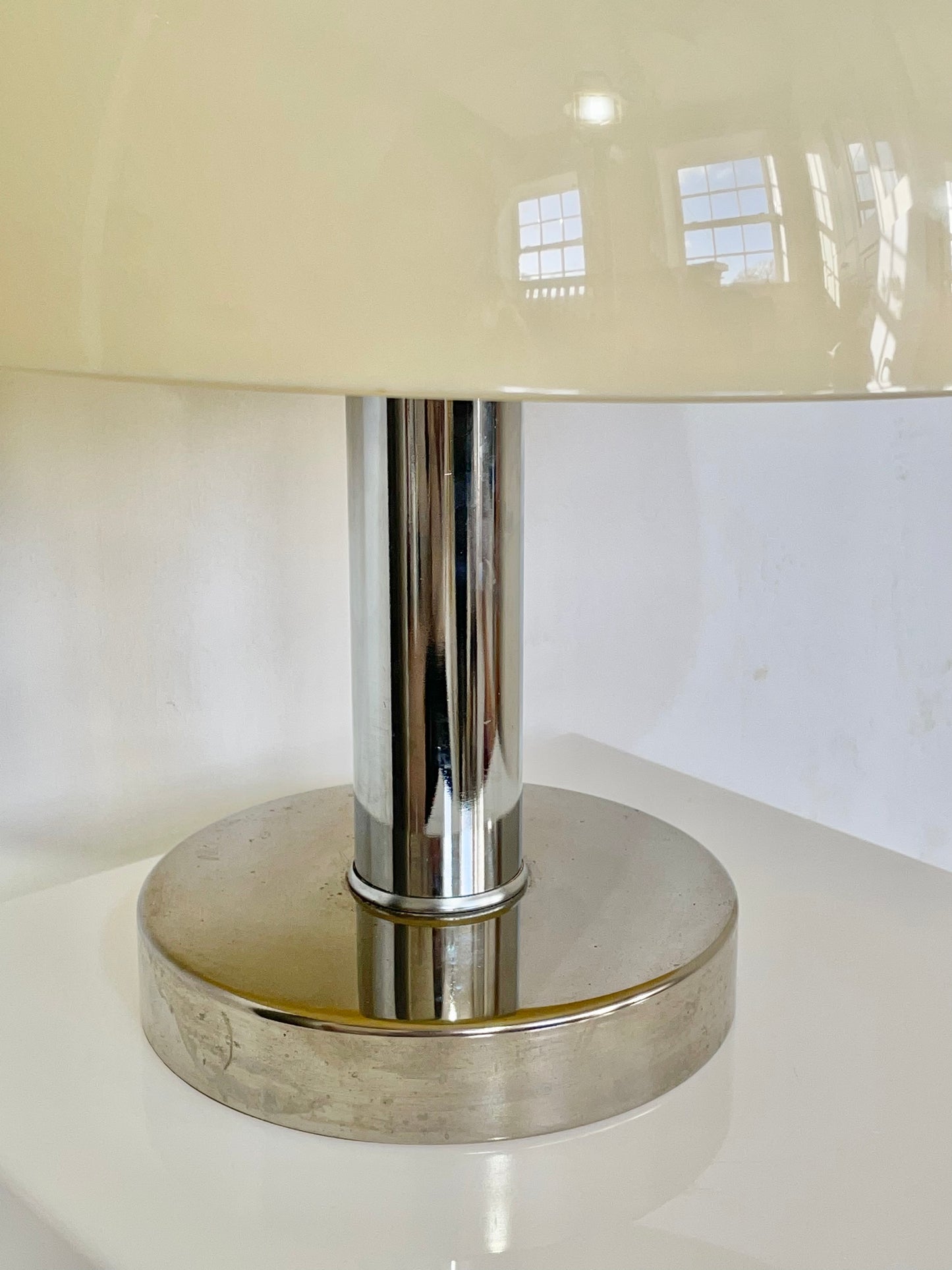 Retro chrome and lucite mushroom lamp