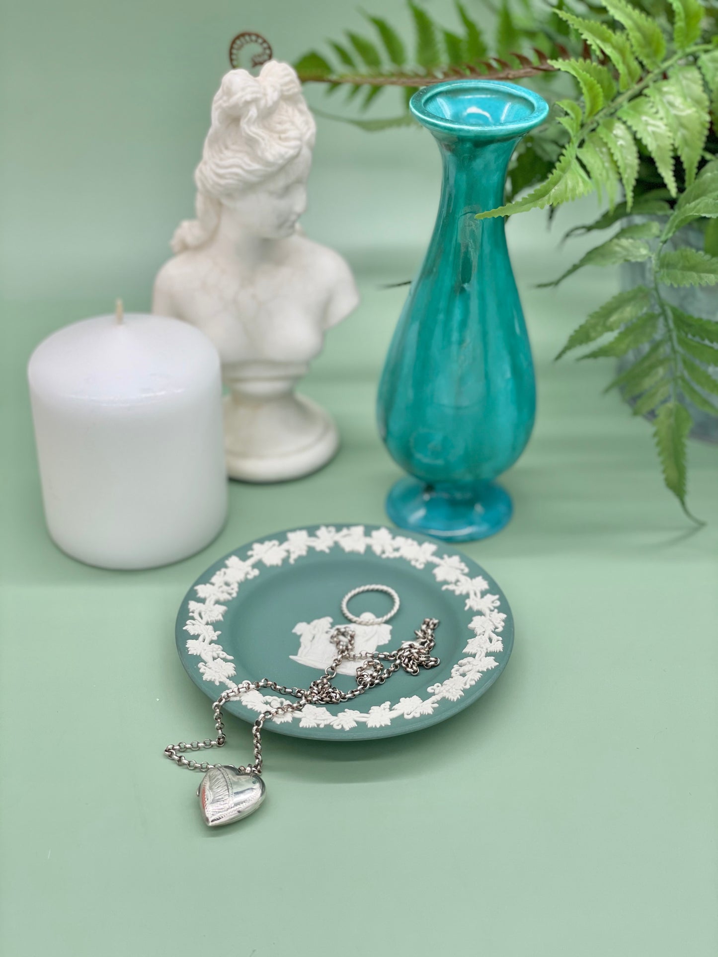 Small sage green Wedgwood trinket plate