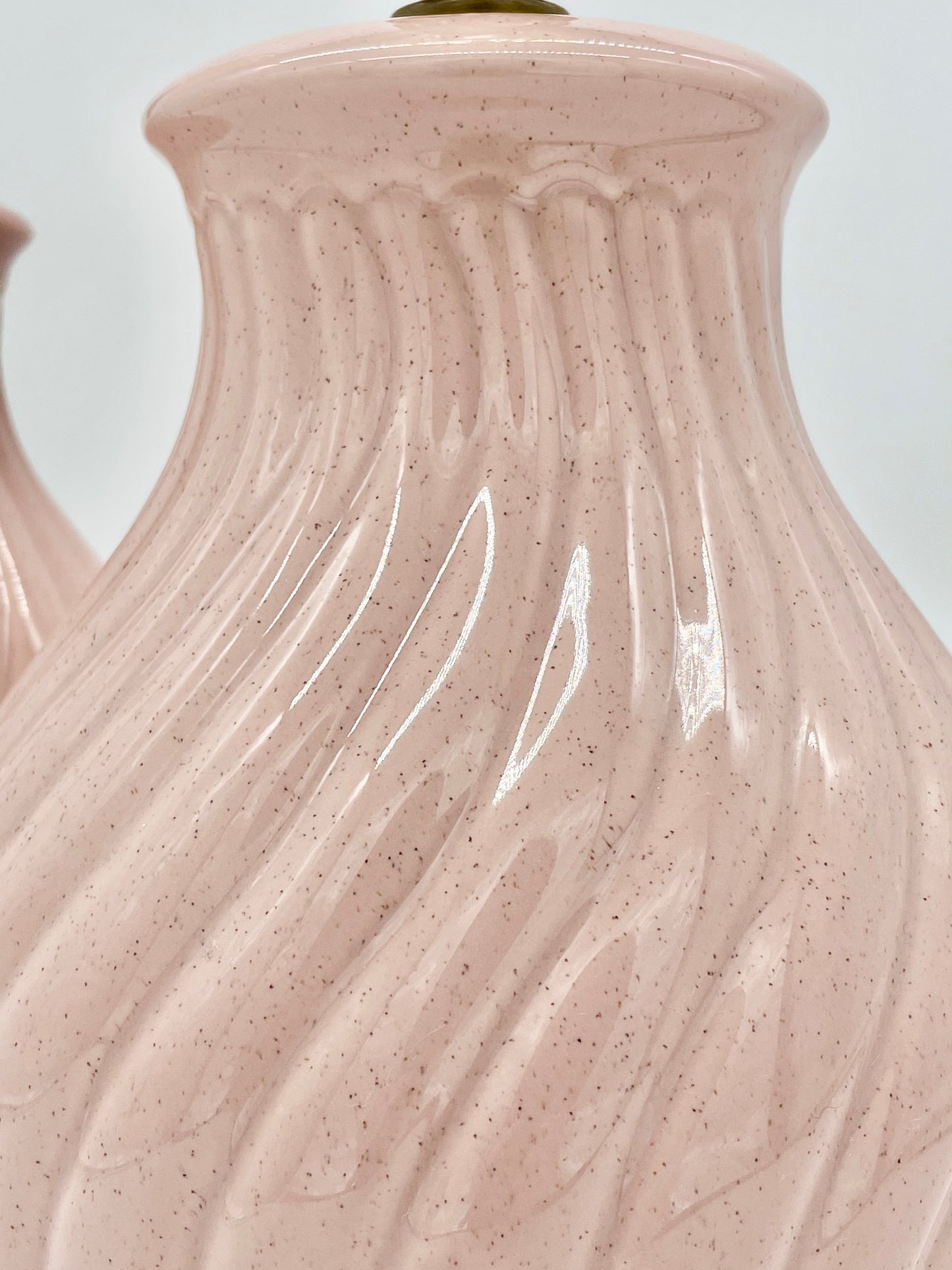 Salmon pink ceramic swirl lamp base