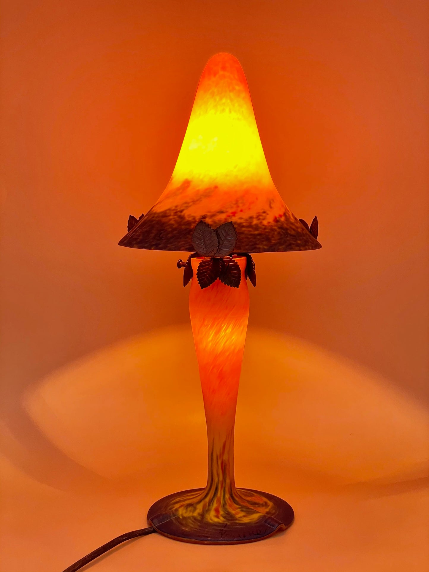 ‘Art De France’ Art Nouveau glass mushroom lamp