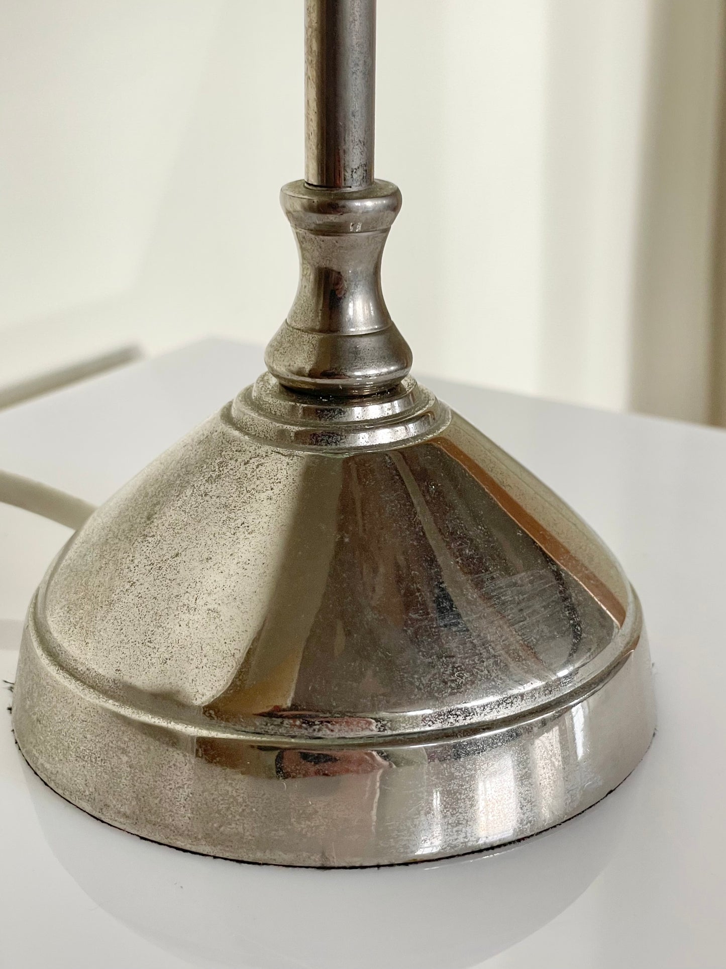 Tall pewter and mint green Art Deco lamp