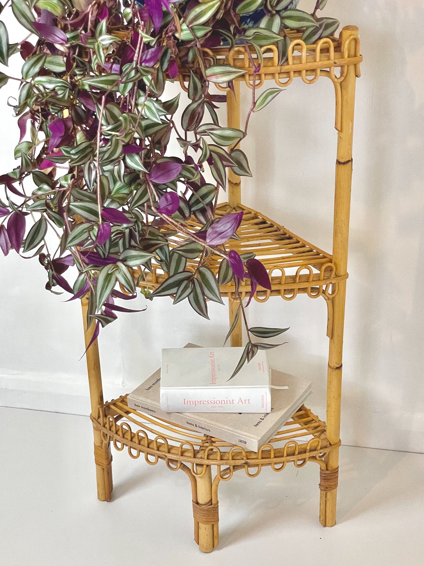 Rattan corner shelf by Franco Albini for Bonacina, Italy 1960