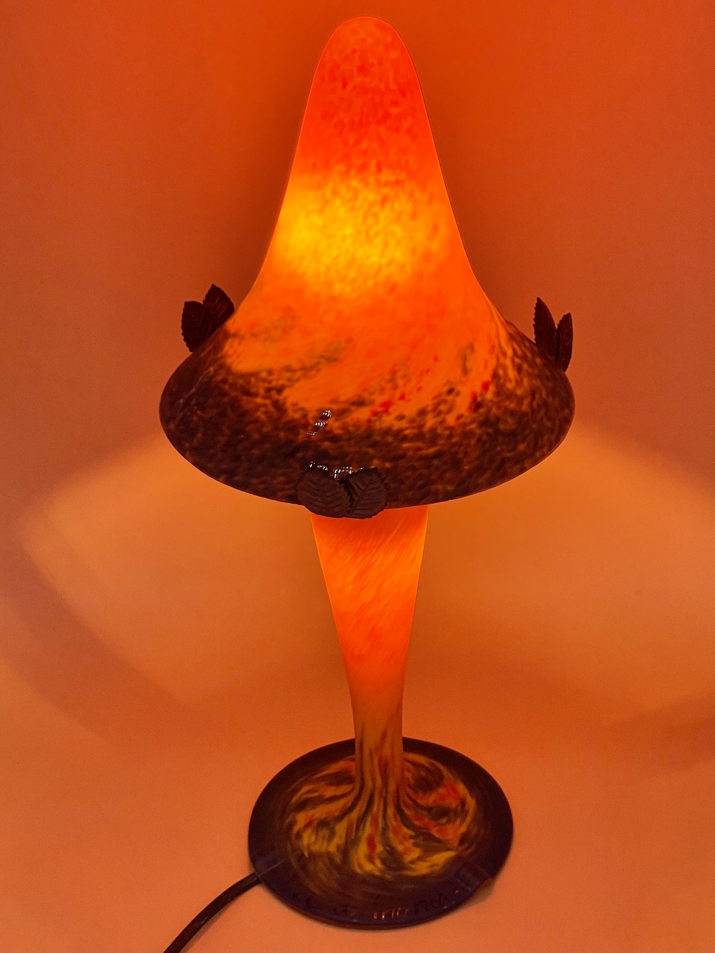 ‘Art De France’ Art Nouveau glass mushroom lamp