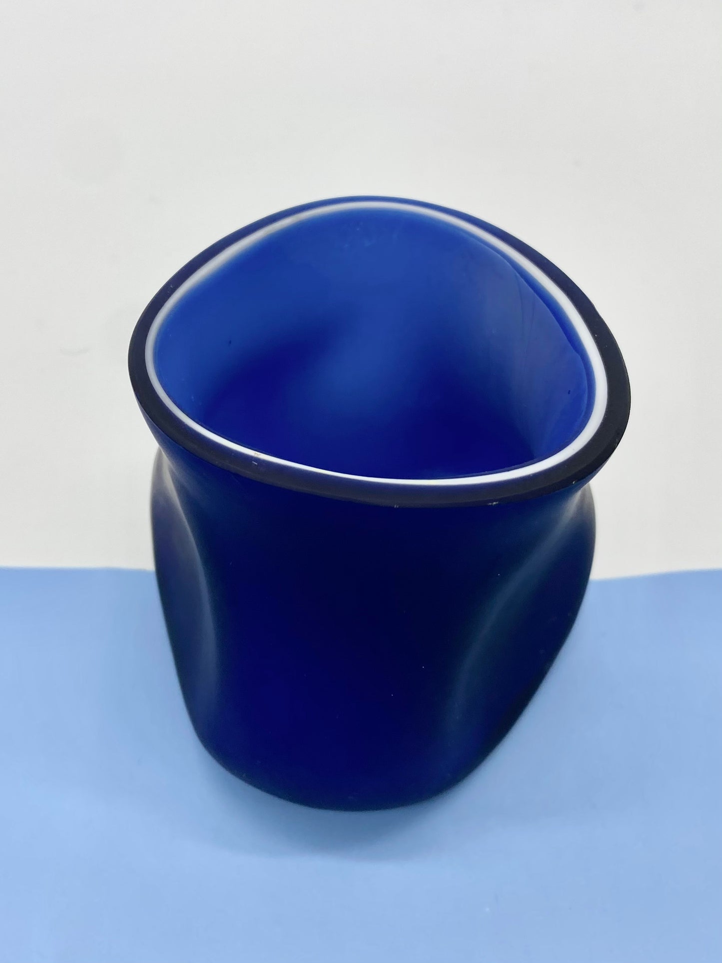 Cobalt blue triple cased glass pot