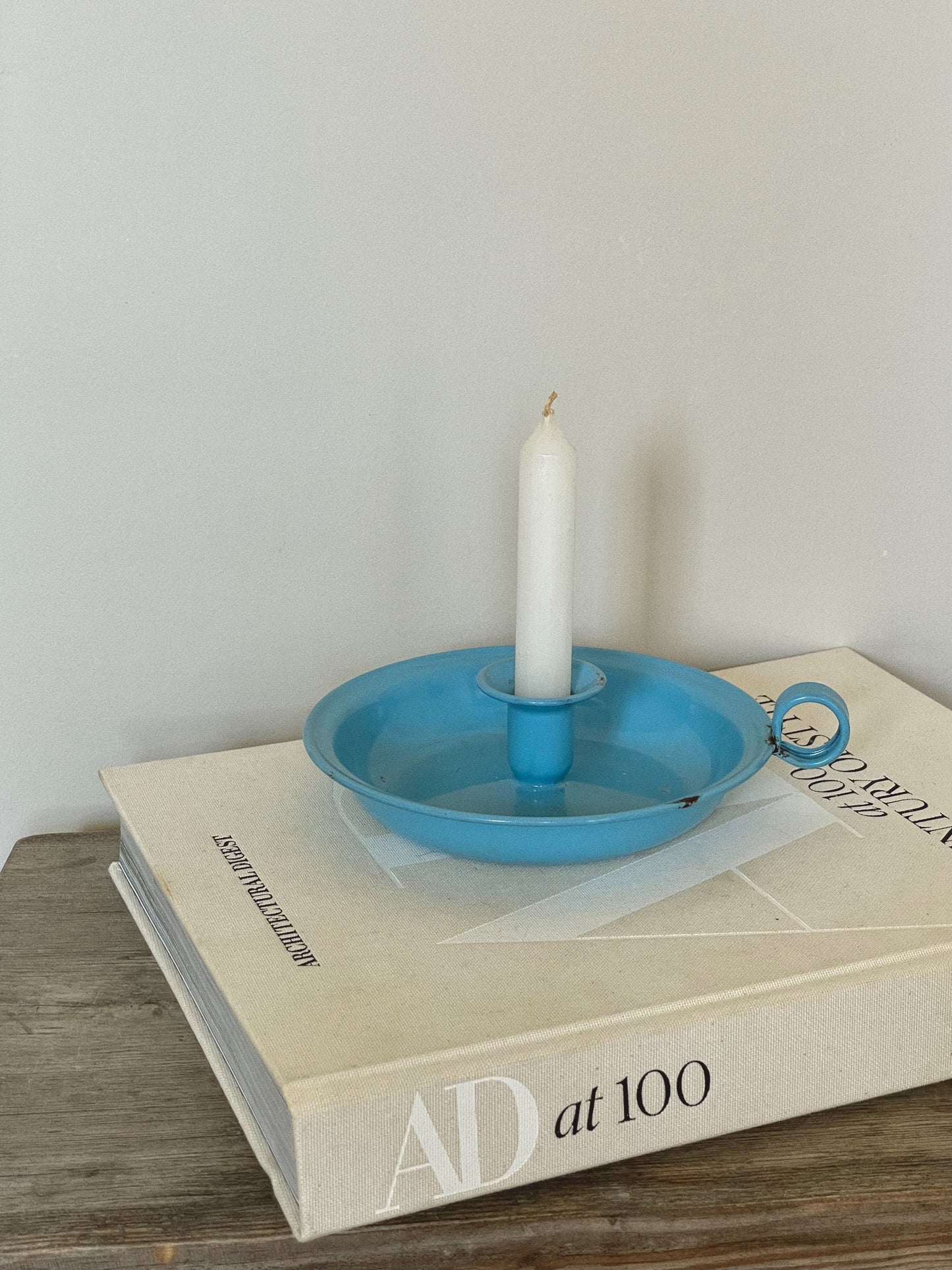 Swedish blue enamel chamber stick