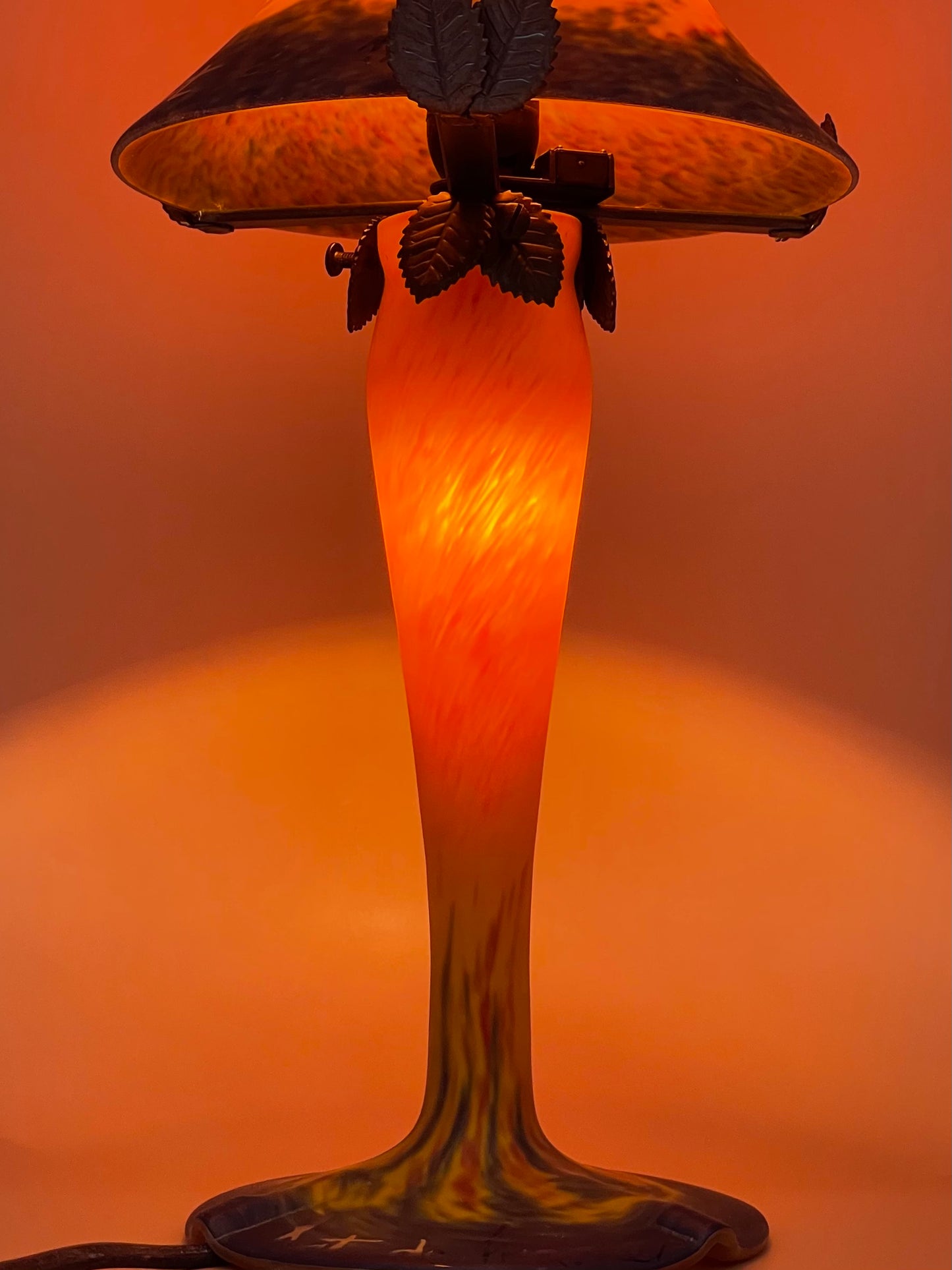 ‘Art De France’ Art Nouveau glass mushroom lamp