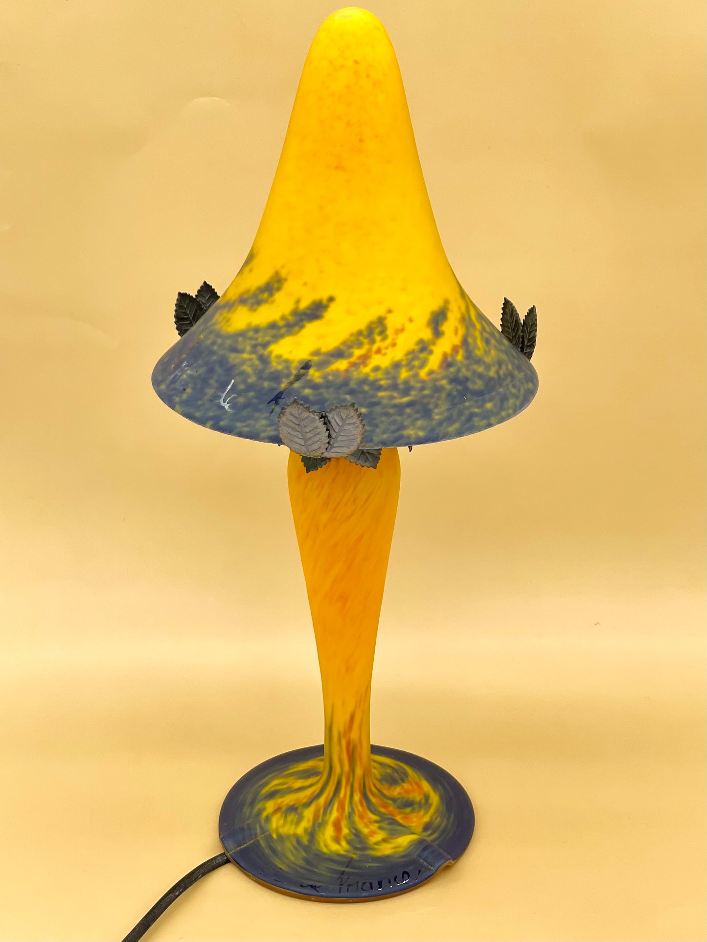 ‘Art De France’ Art Nouveau glass mushroom lamp