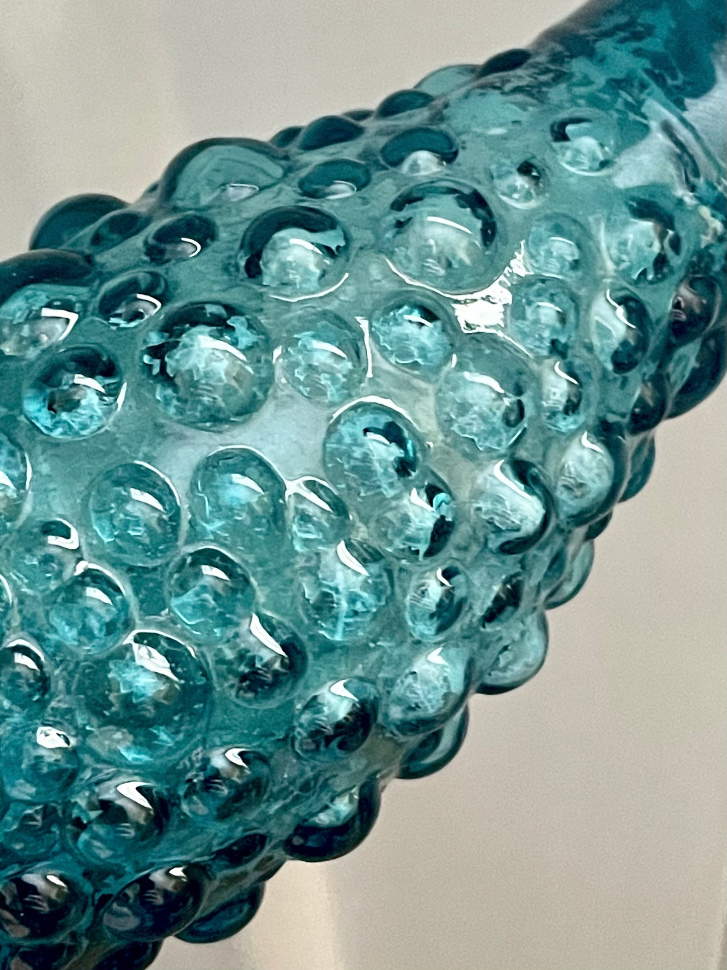 Teal blue stretch glass hobnail Empoli genie bottle