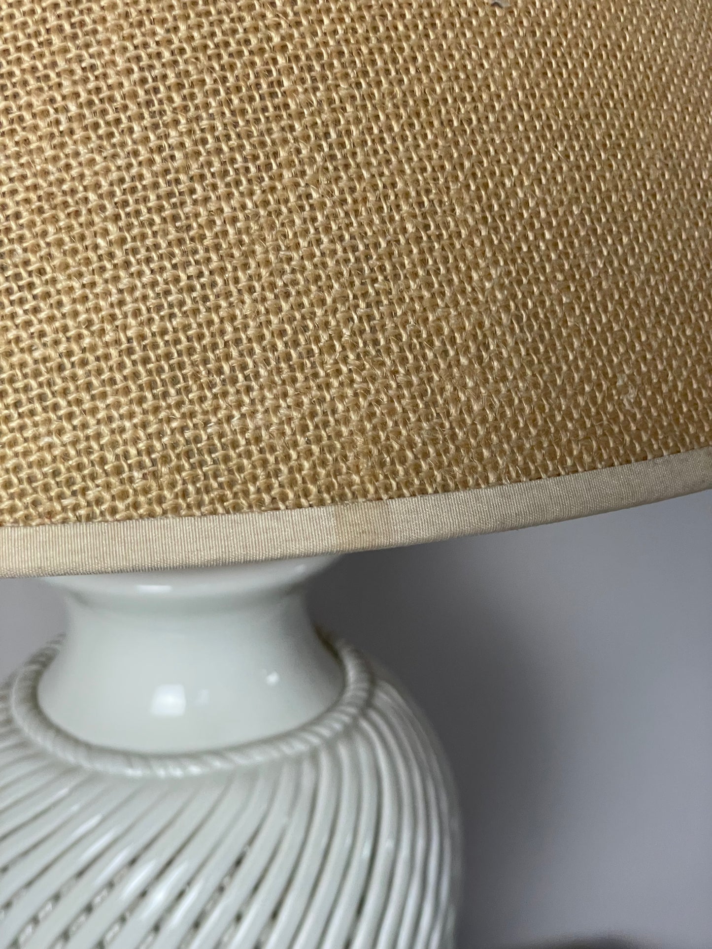 Italian ceramic base with hessian shade