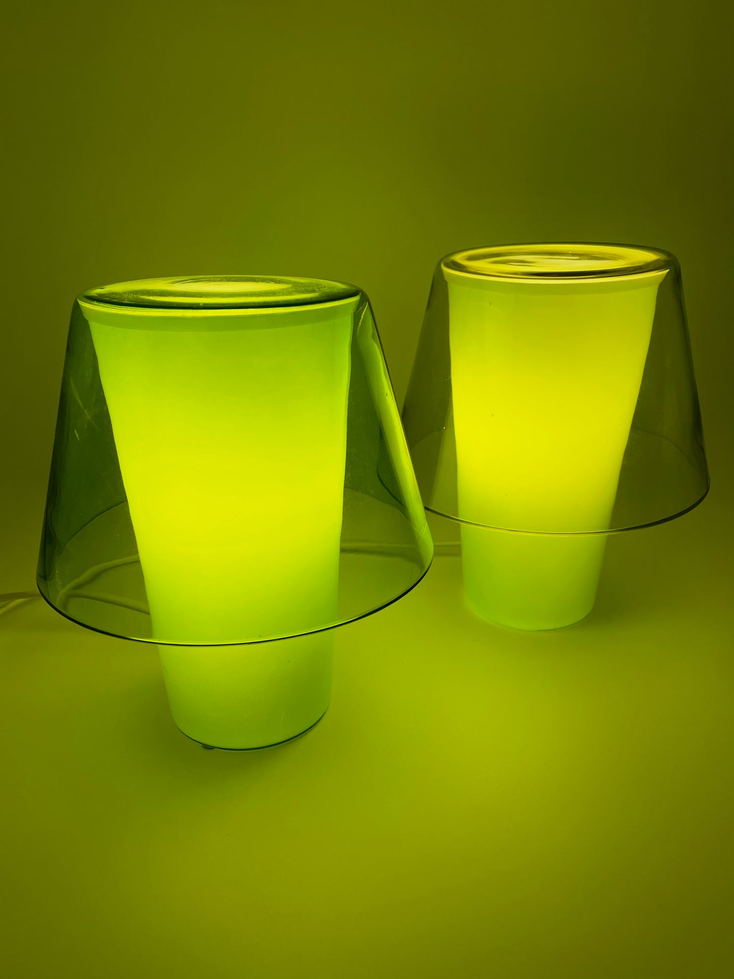 Lime green glass mushroom shaped lamp