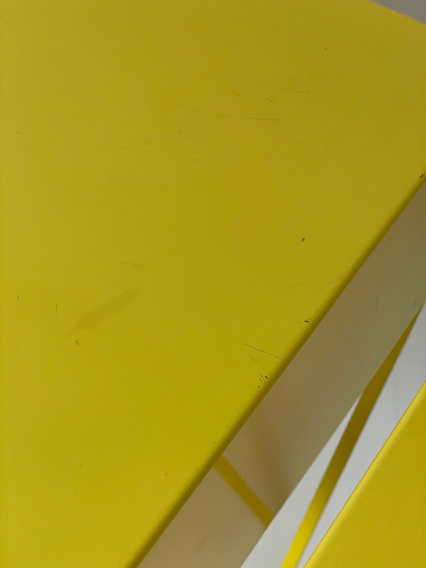 Yellow industrial metal side table