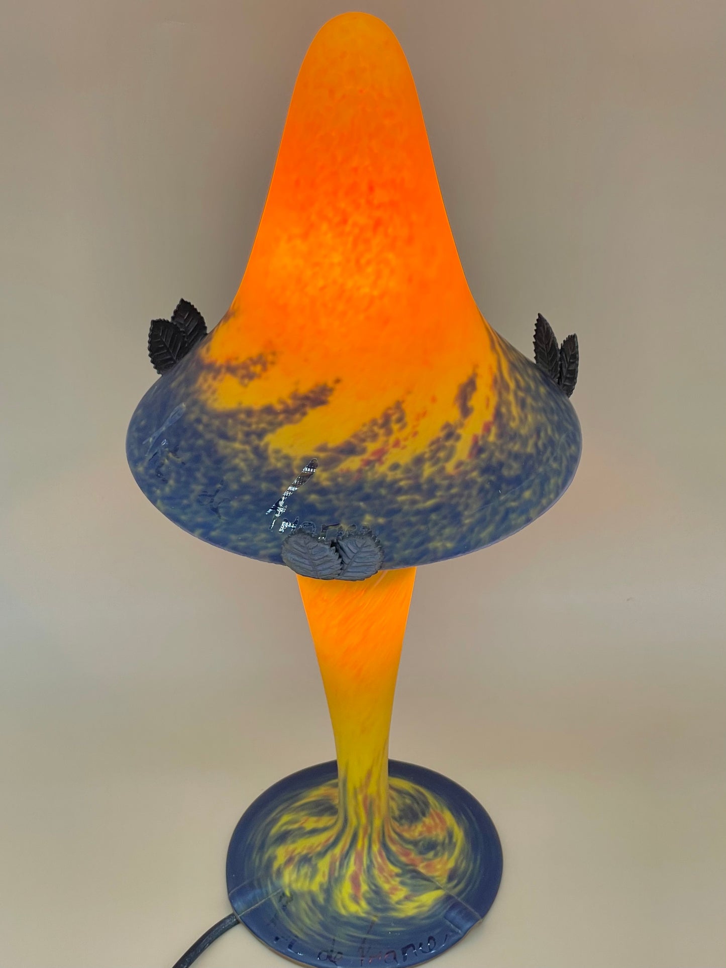 ‘Art De France’ Art Nouveau glass mushroom lamp