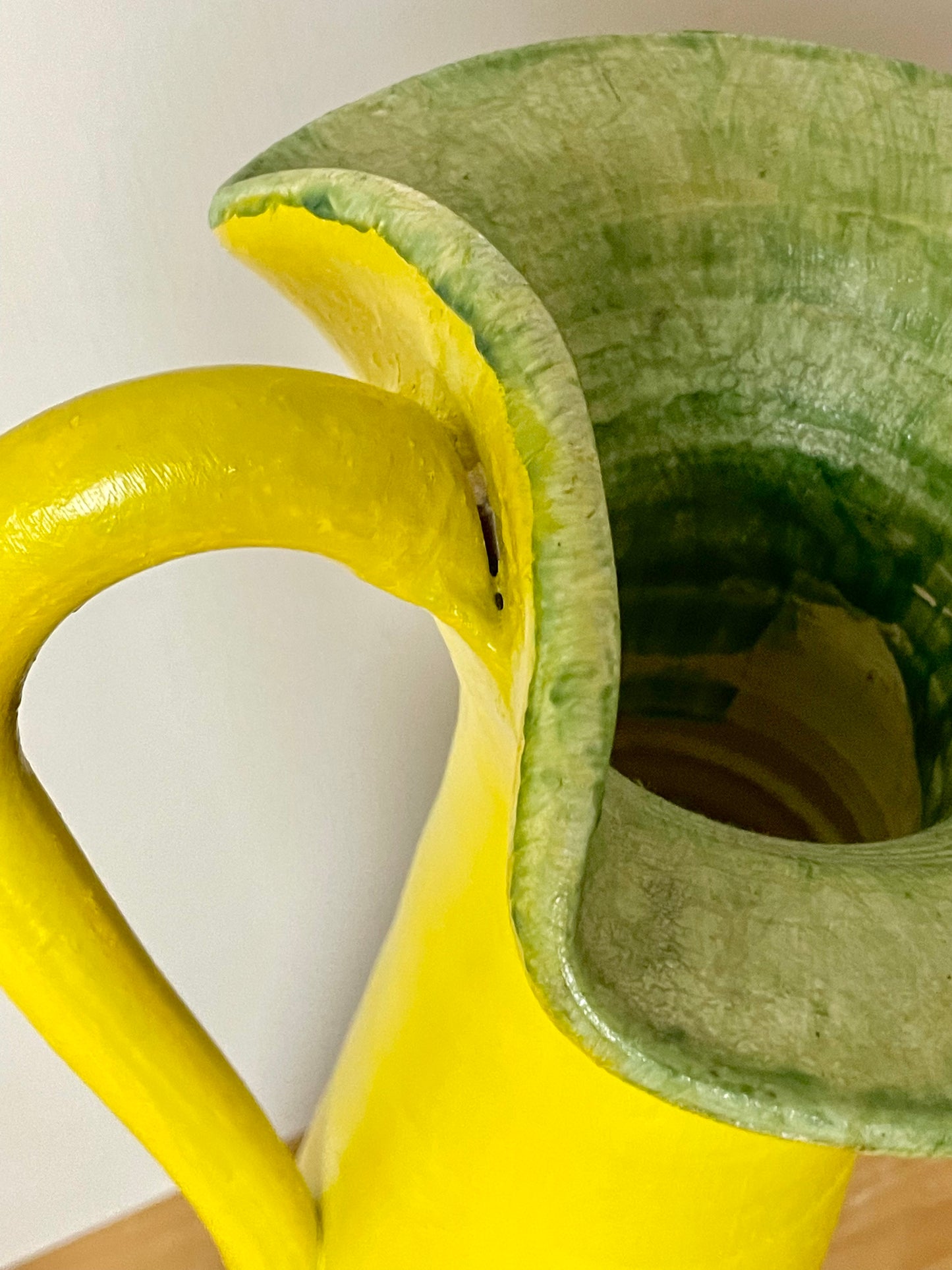 Large handmade yellow conical jug