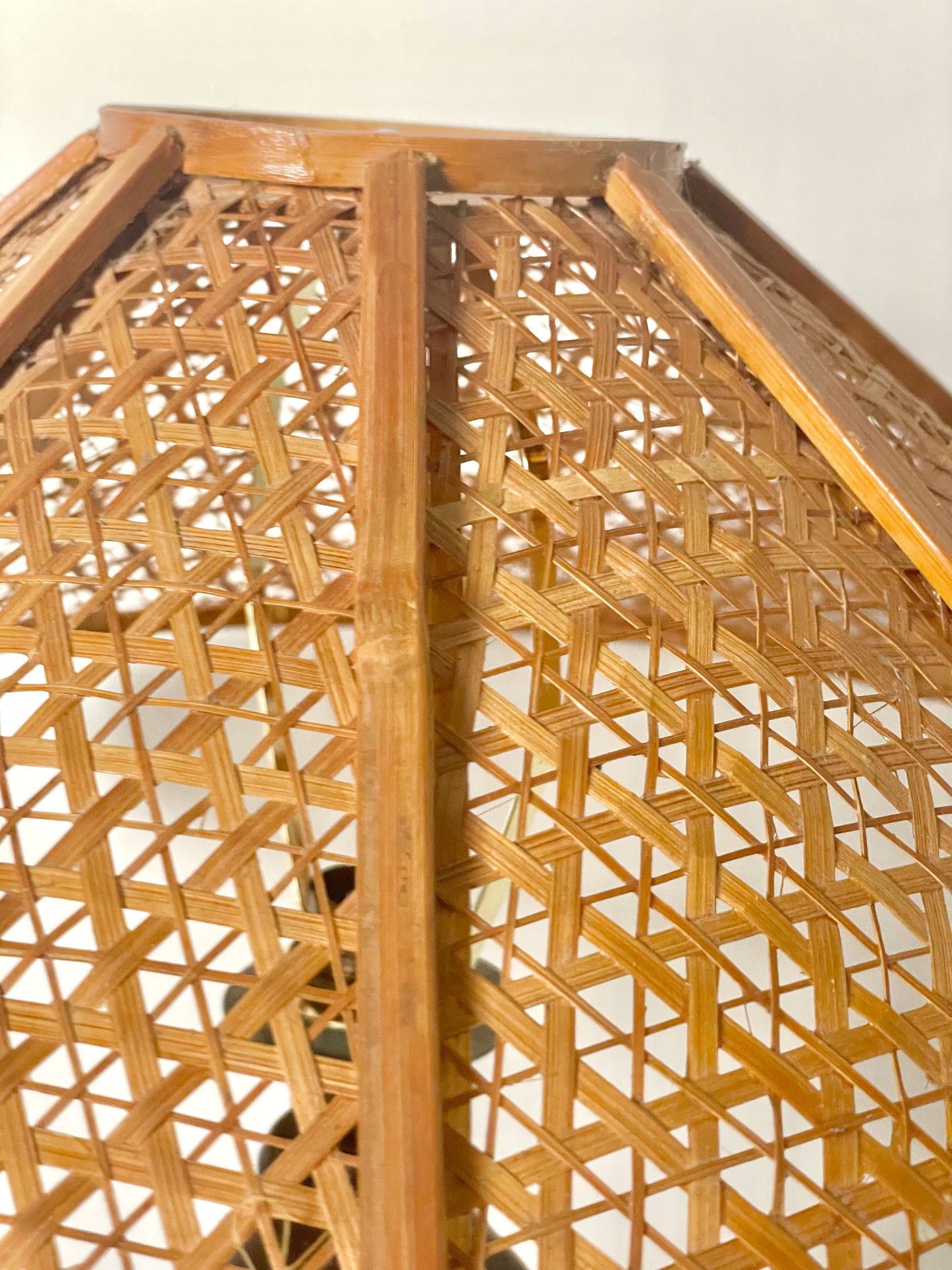 Scandi free form solid wood & rattan lamp
