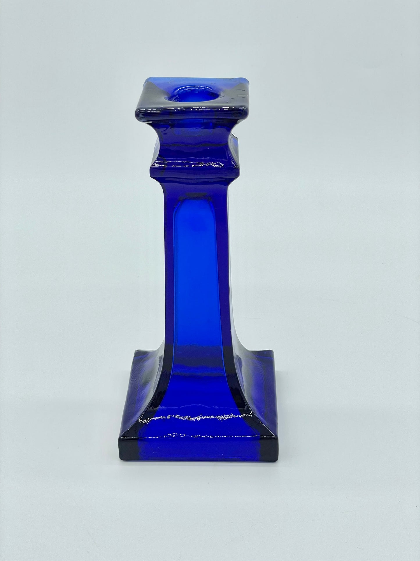 Large cobalt blue candlestick holder