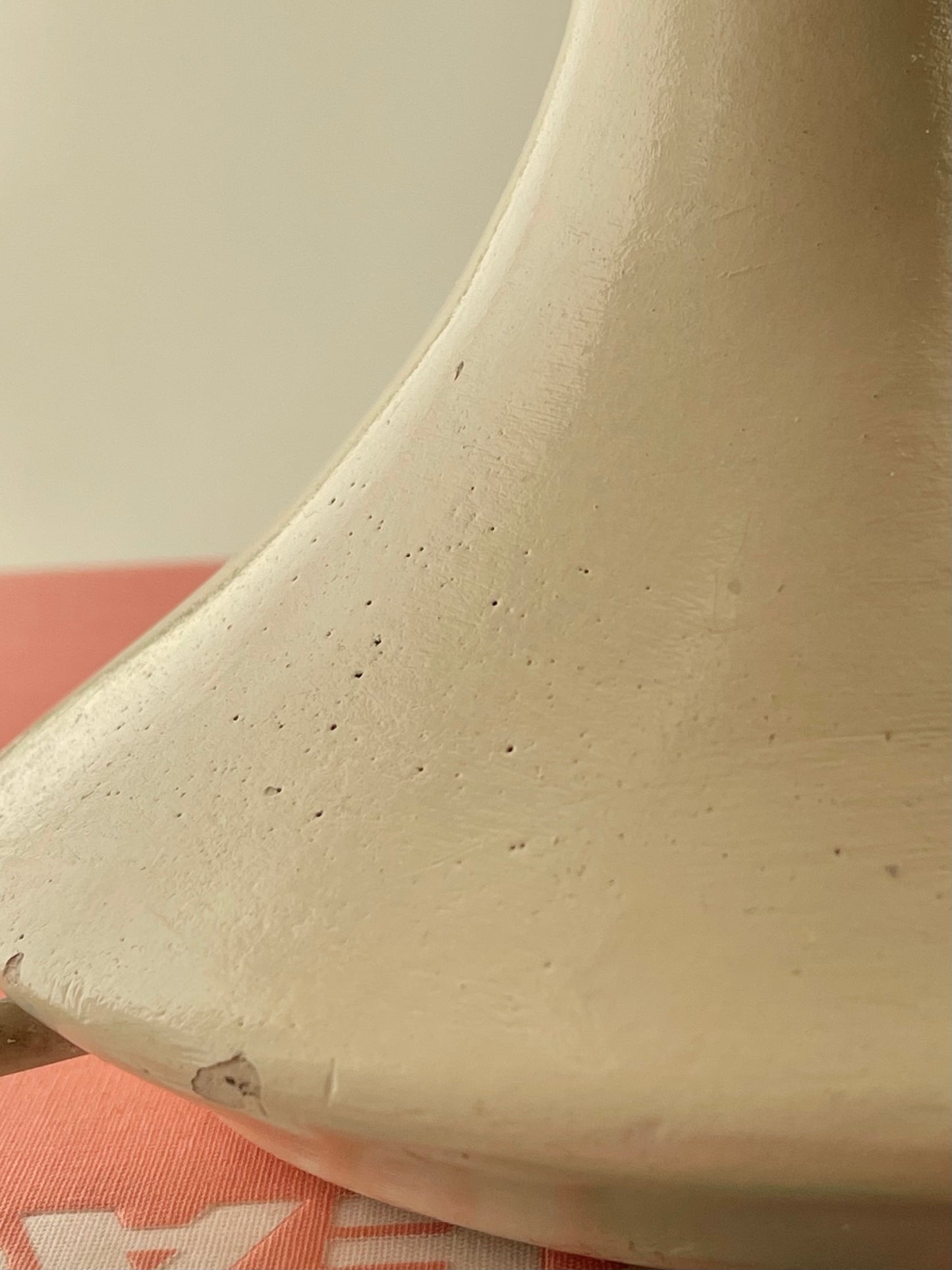 Hooped lamp with pink scalloped rattan shade