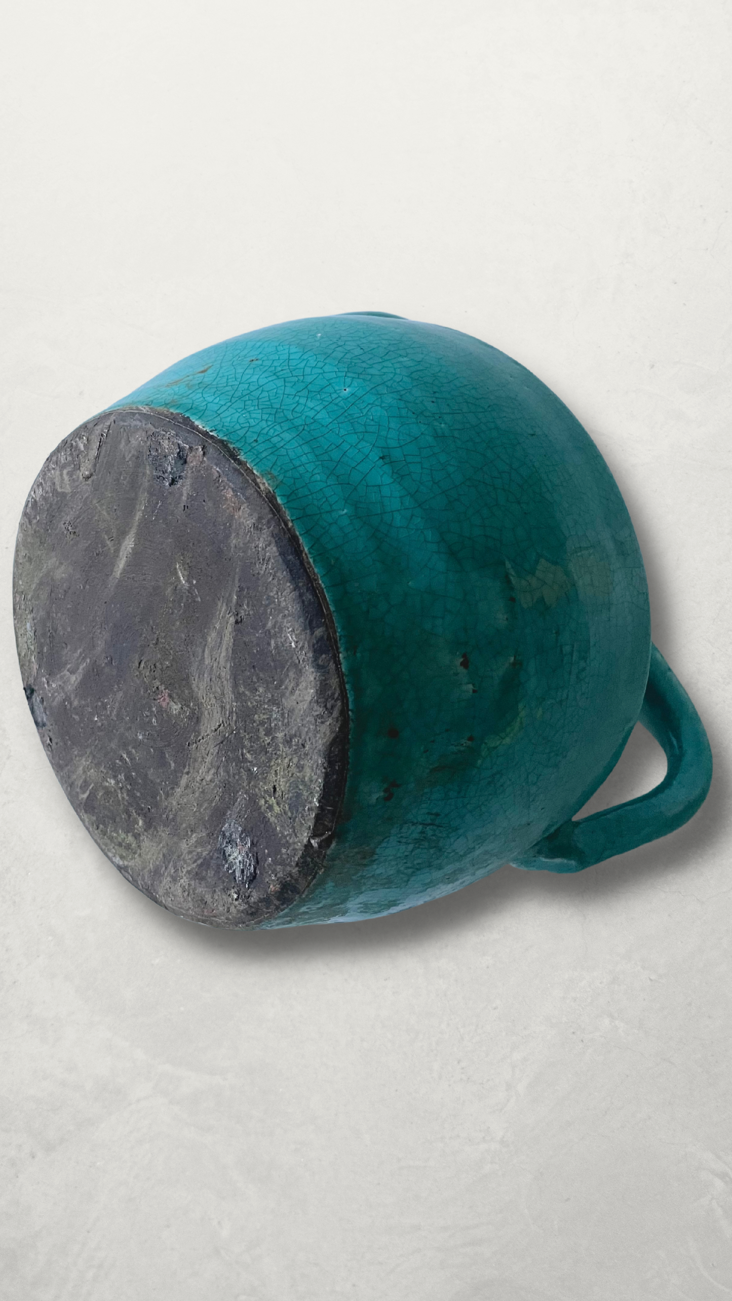 Large turquoise glazed stoneware vase