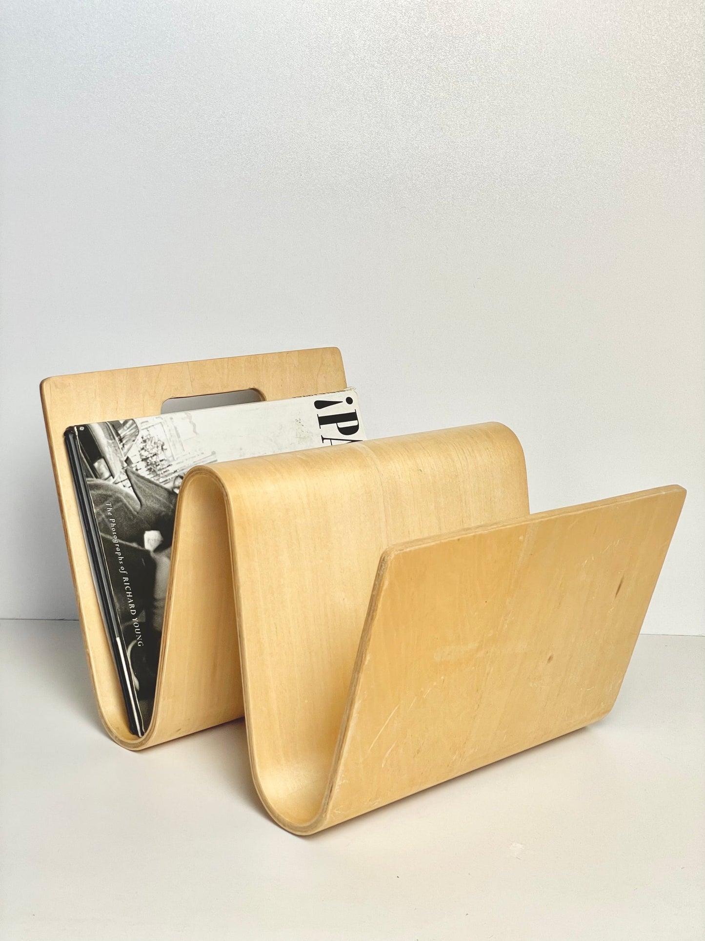 Ludvigsen styled bent wood magazine rack
