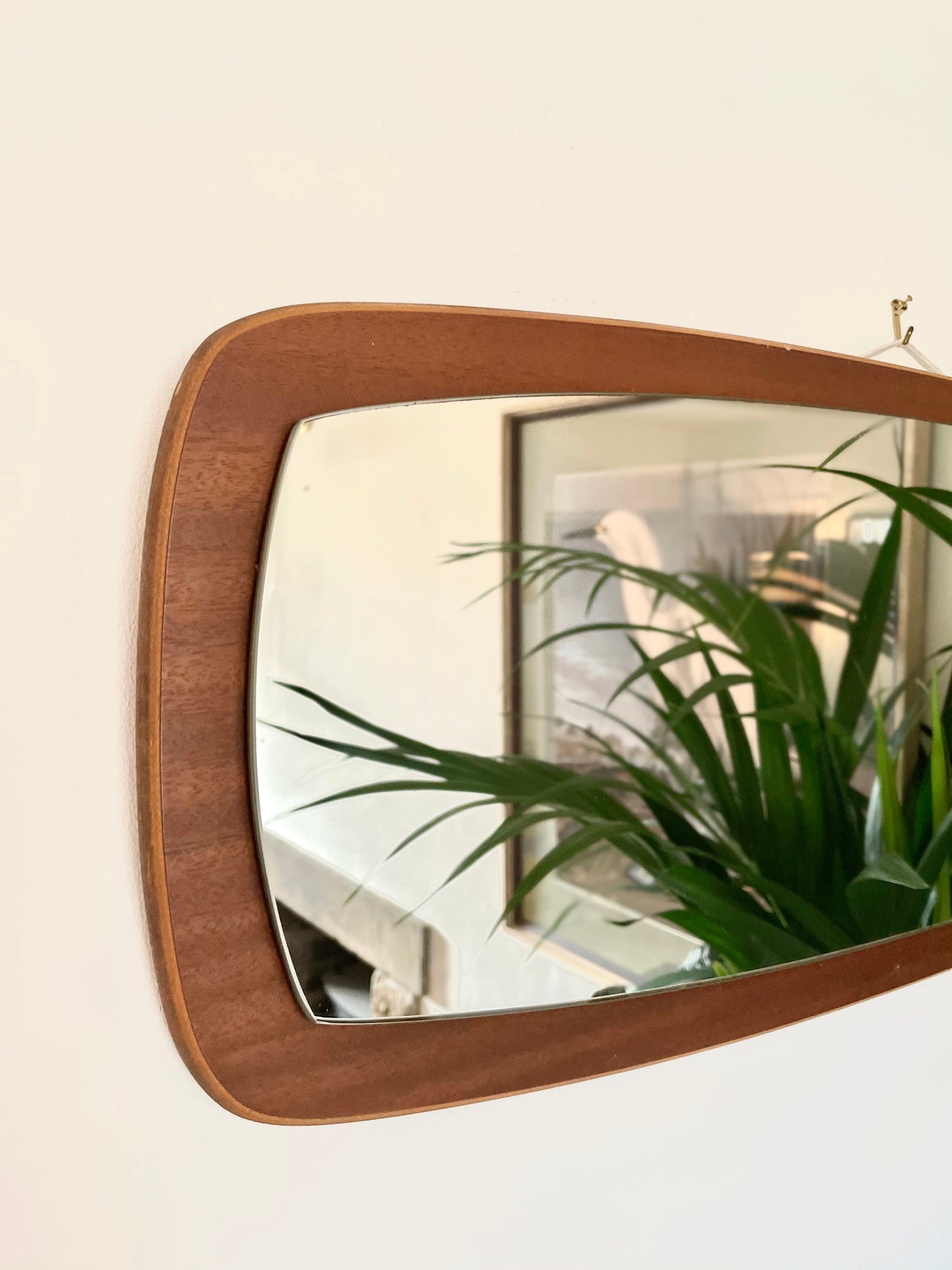 Rectangular mid-century teak mirror