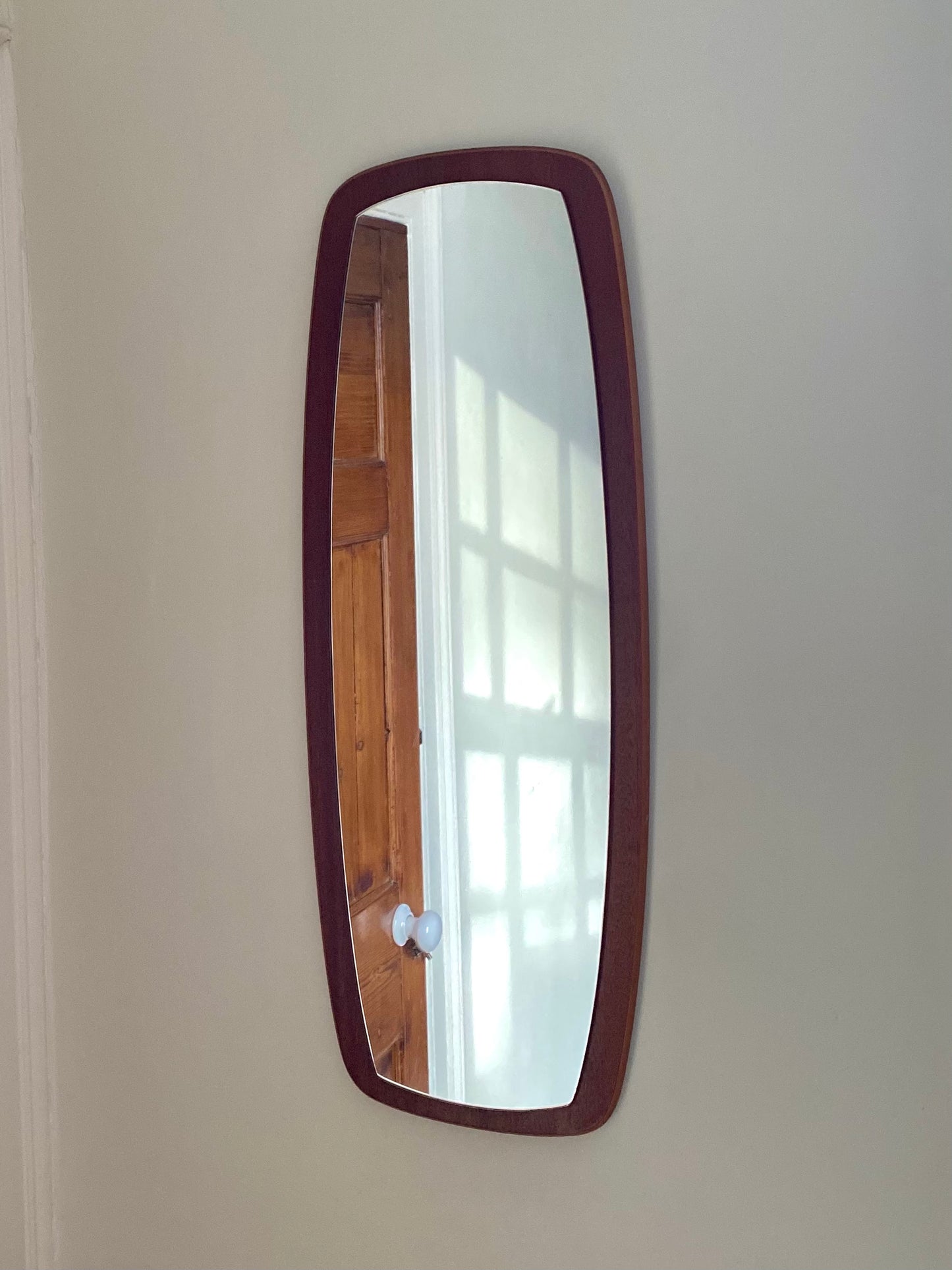 Rectangular mid-century teak mirror