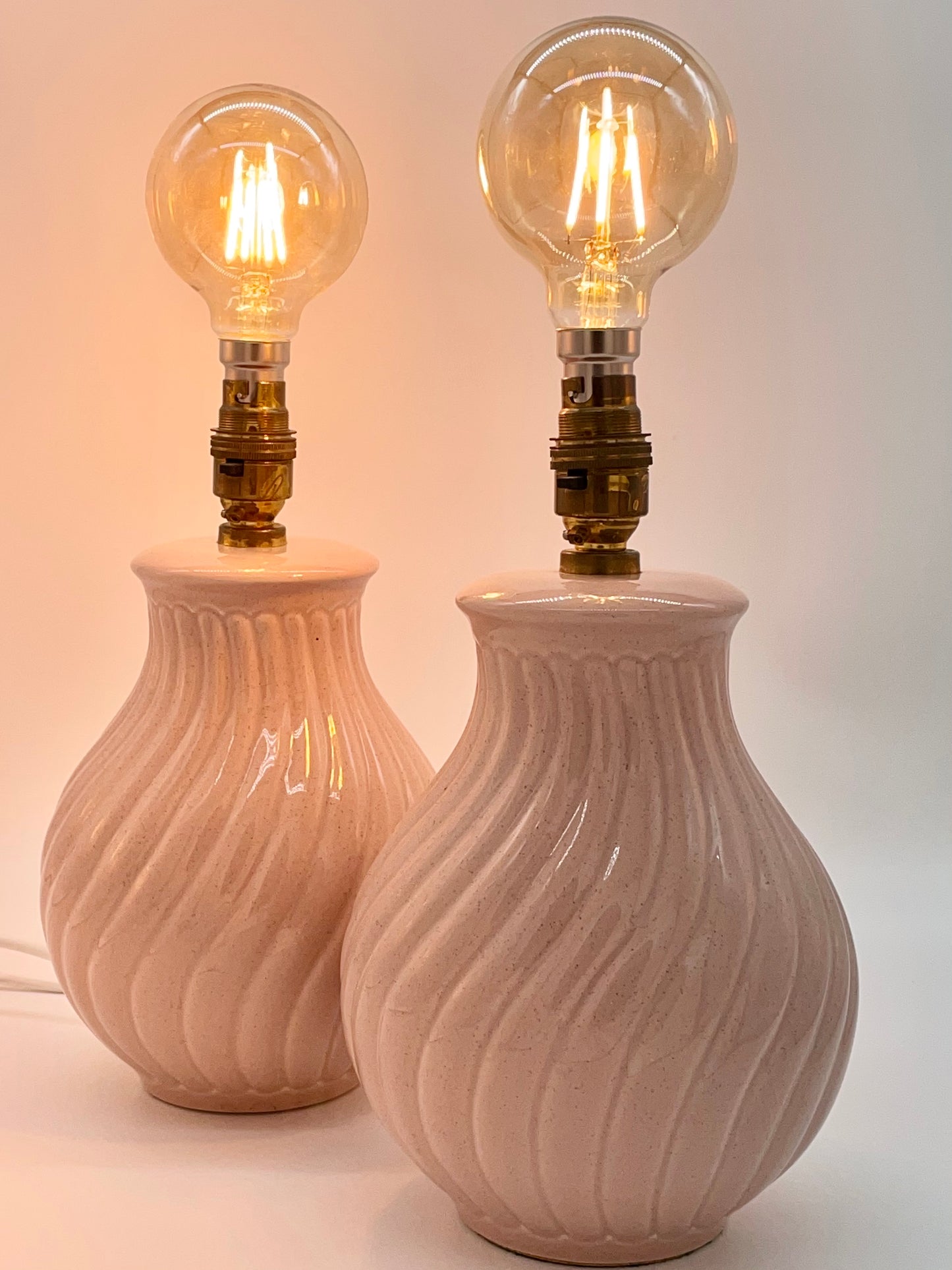 Salmon pink ceramic swirl lamp base