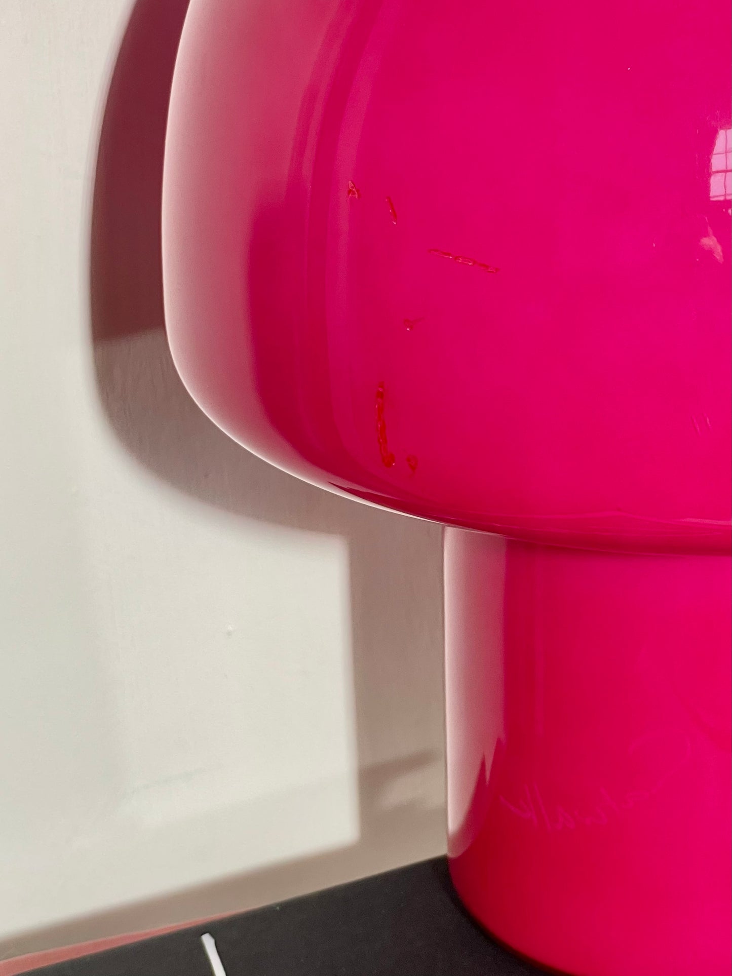 70’s style hot pink mushroom lamp