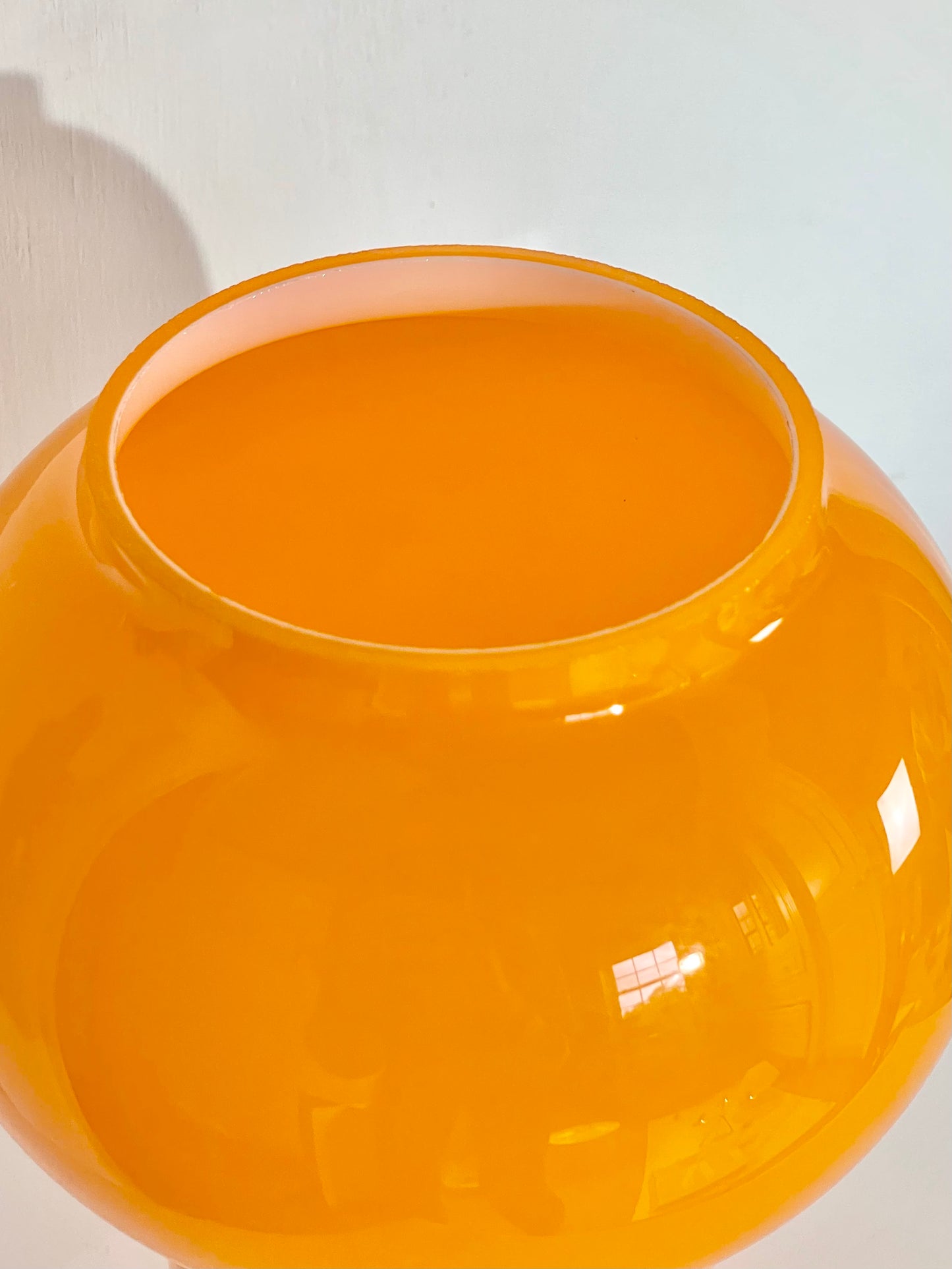 Orange and white opaline mid-century lamp