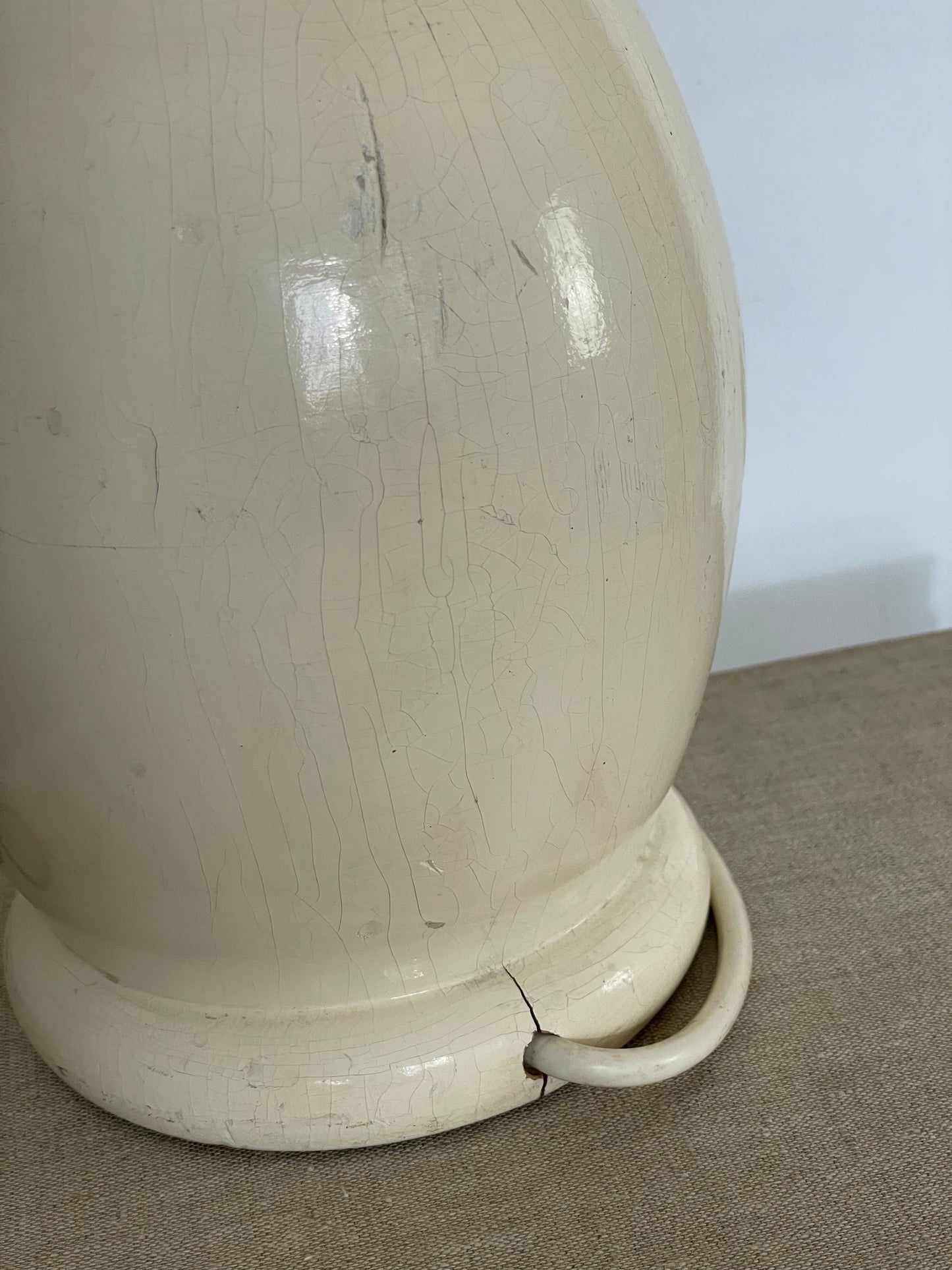 Vintage wooden lamp with scalloped shade