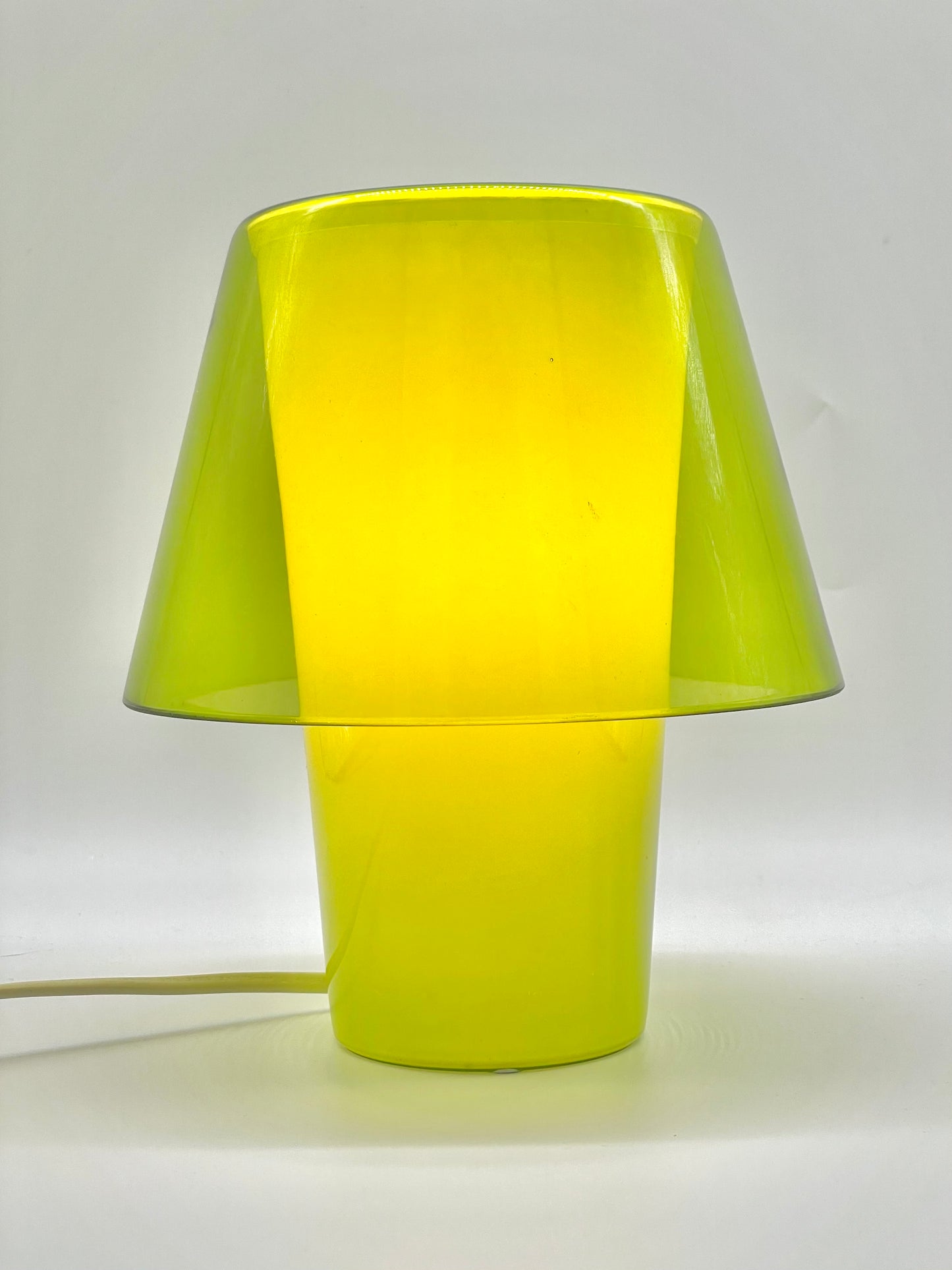 Lime green glass mushroom shaped lamp