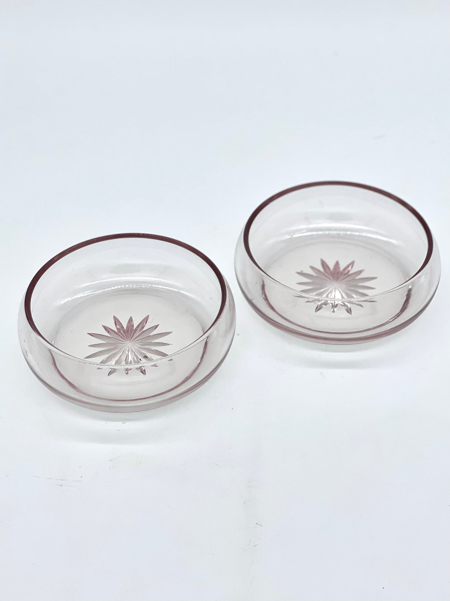 Pair of pink glass Art Deco bowls
