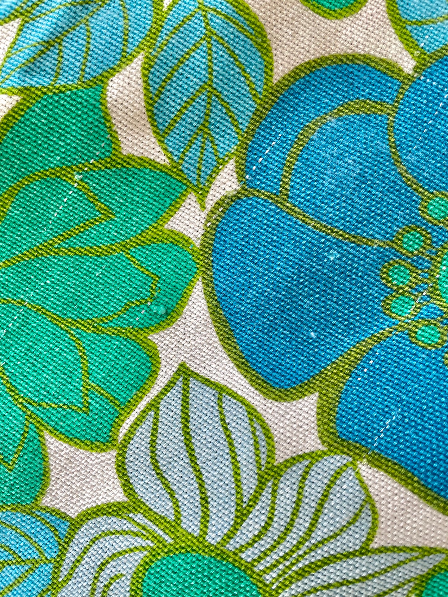 Large bright blue 70’s floral throw
