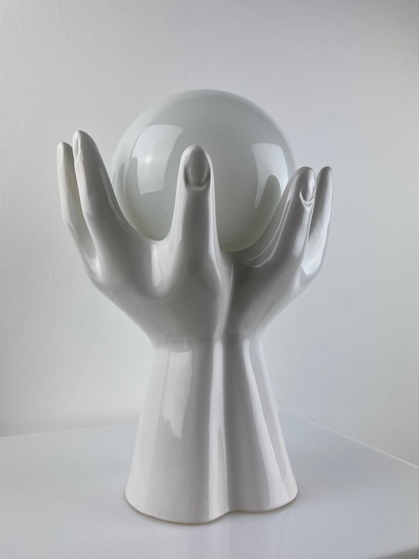 All white Phoenix pottery hands lamp