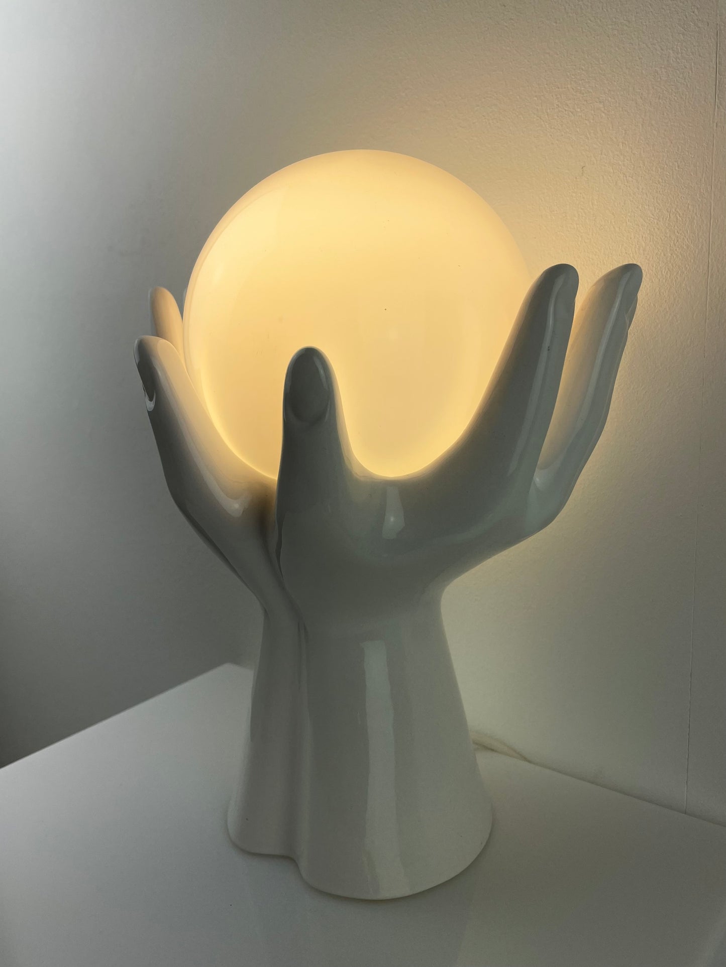 All white Phoenix pottery hands lamp