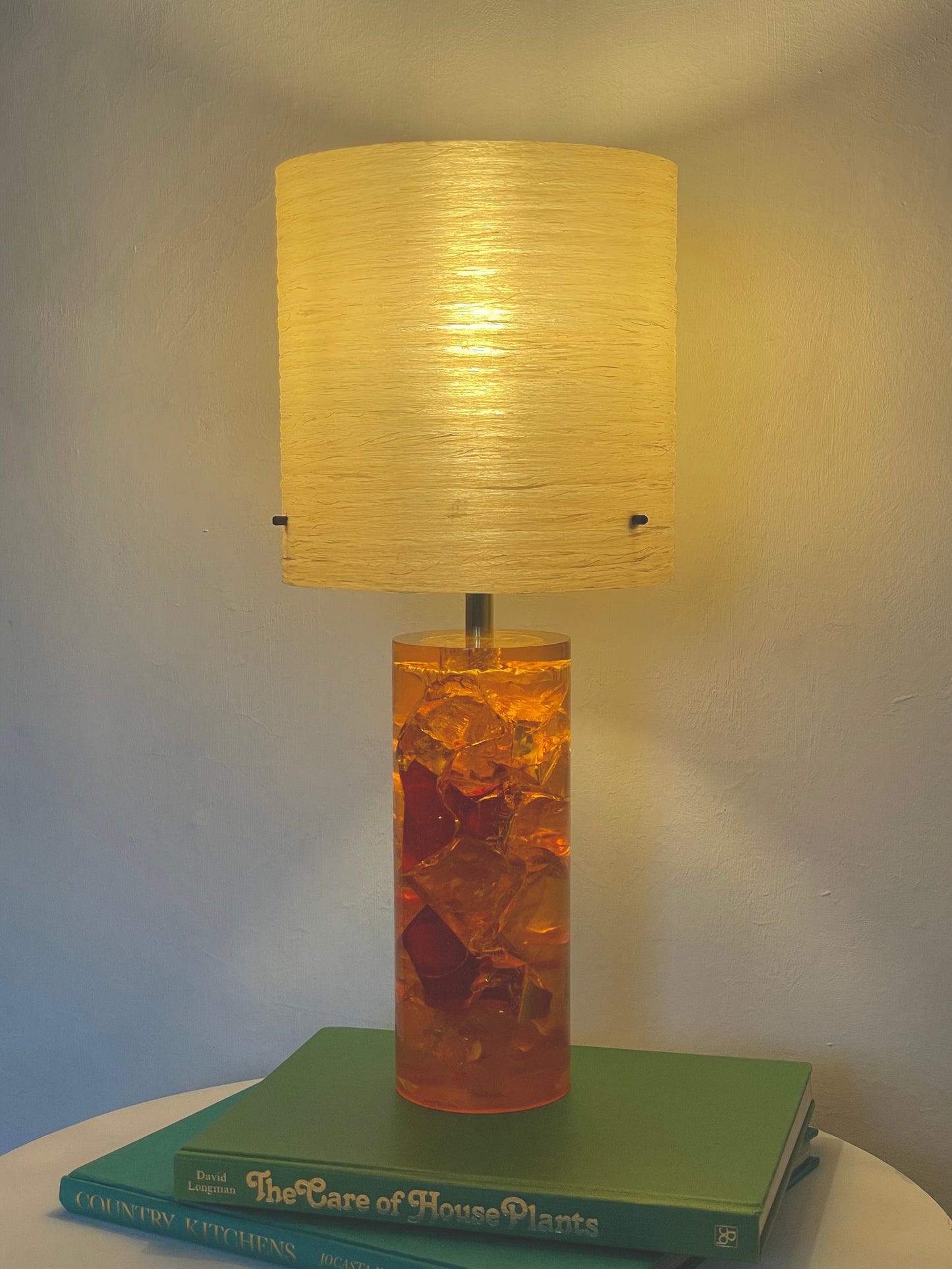 70’s Shatterline resin lamp with fibre spun shade