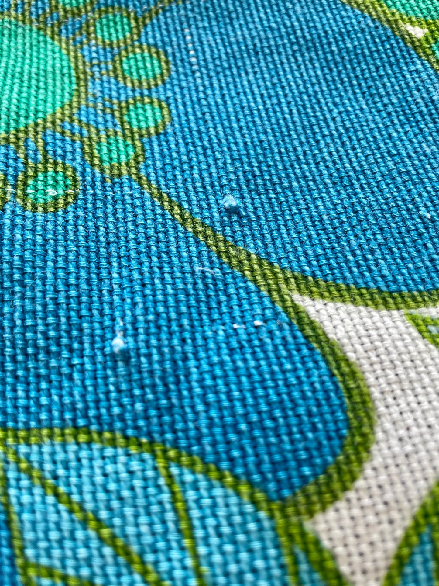 Large bright blue 70’s floral throw