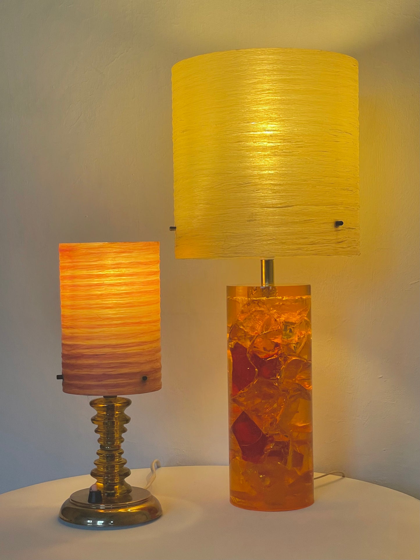 70’s Shatterline resin lamp with fibre spun shade