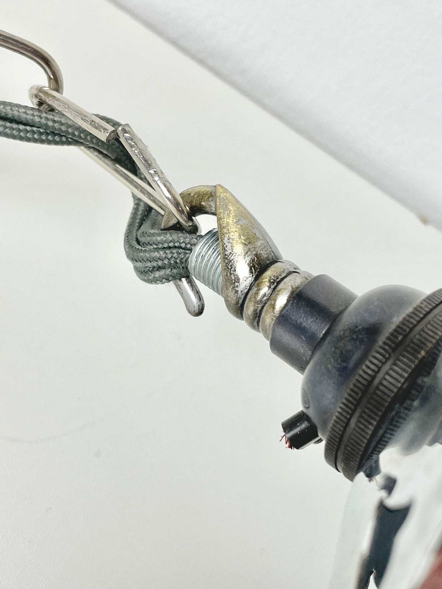 Large powder blue ribbed Art Deco ceiling light