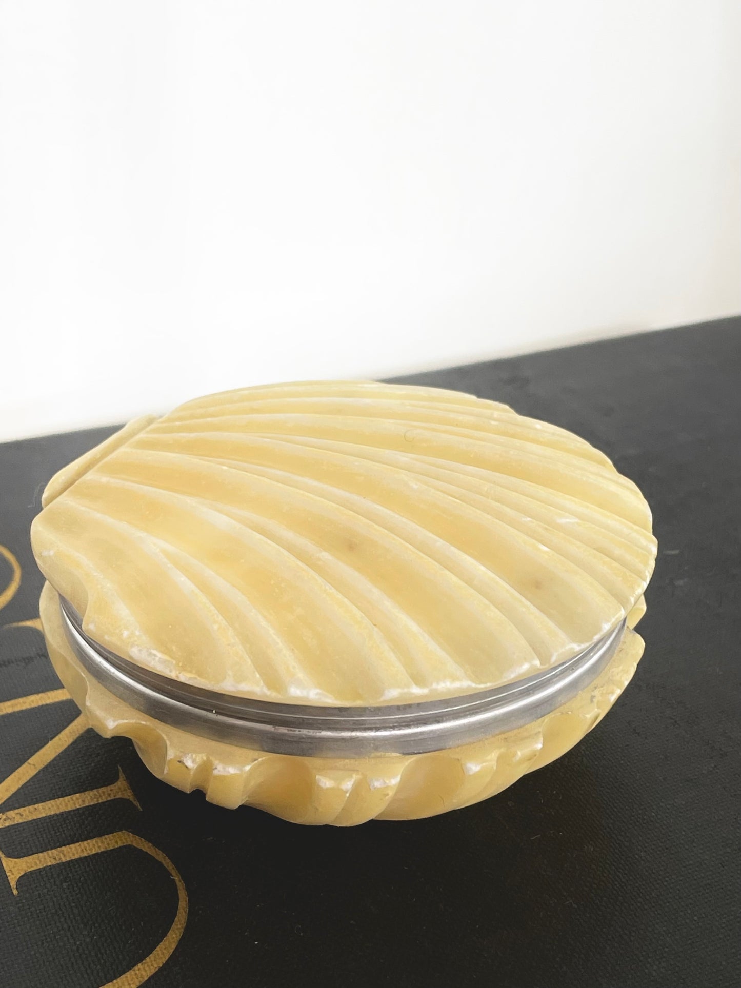 Pair of Italian alabaster shell pots