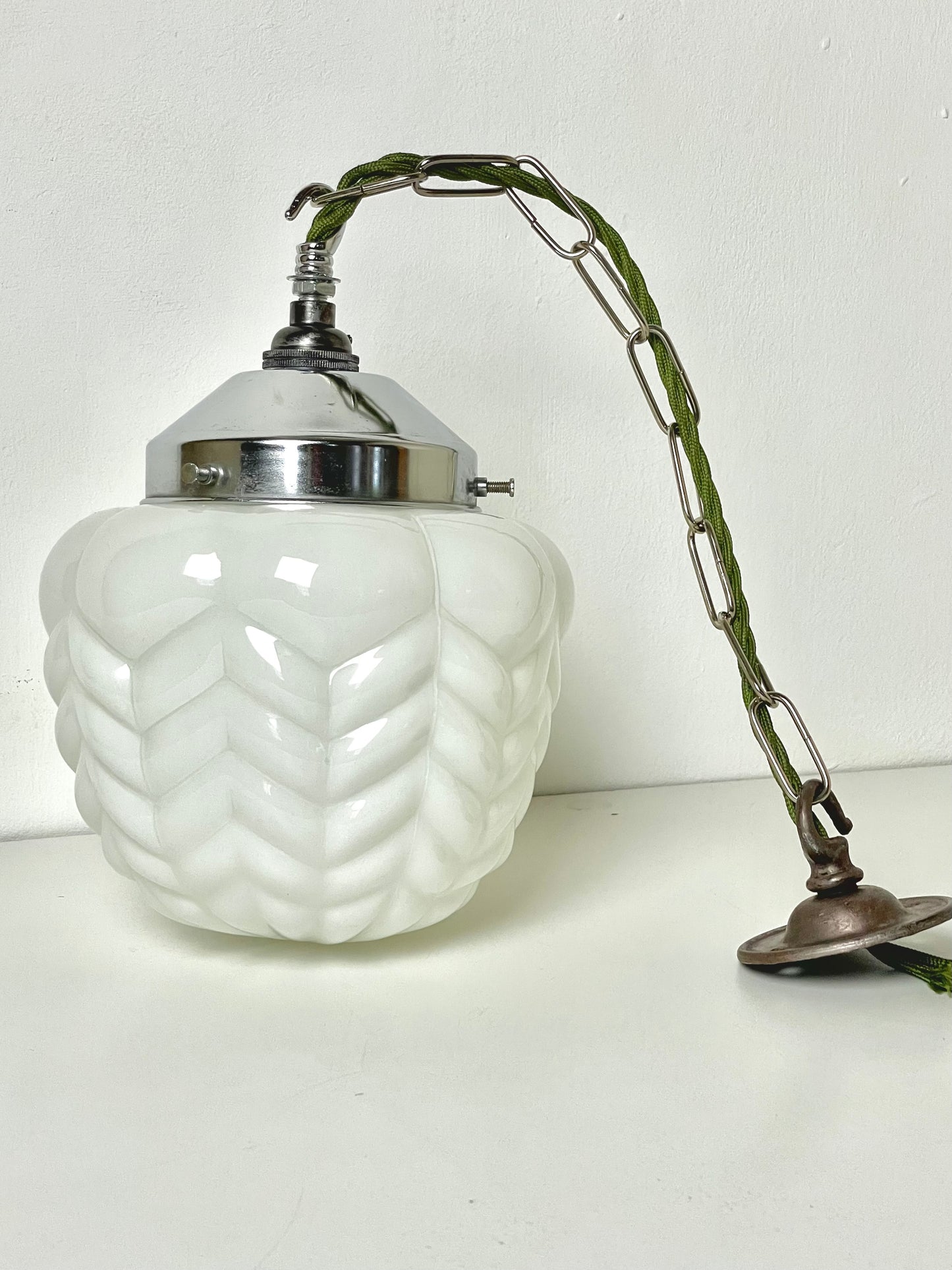 Milk glass opaline ceiling pendant
