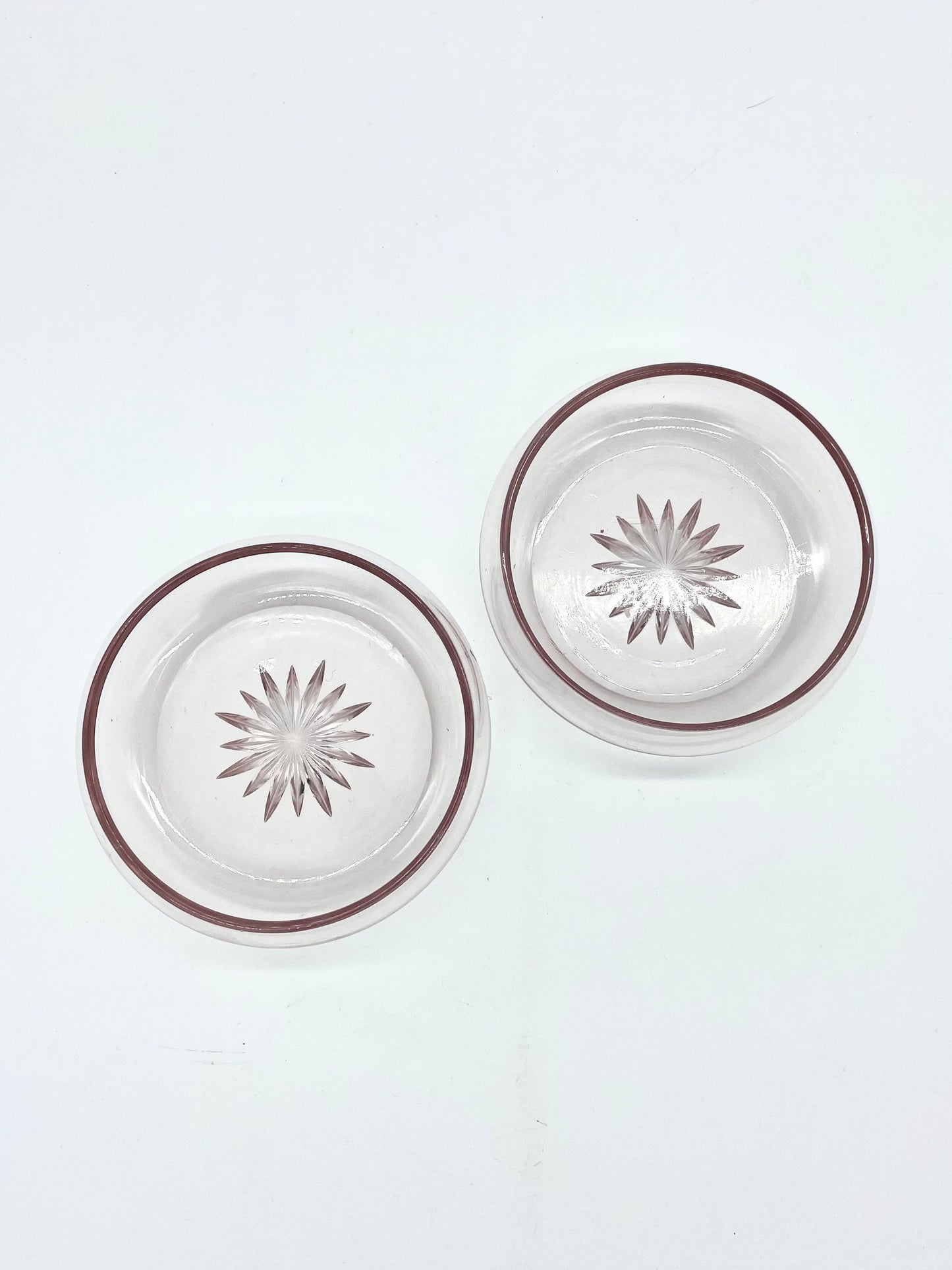Pair of pink glass Art Deco bowls