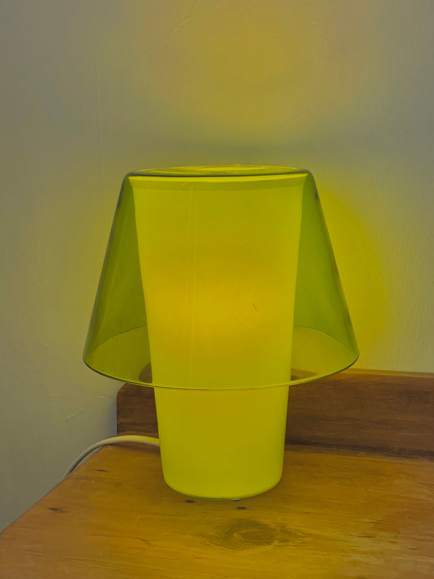 Lime green glass mushroom shaped lamp
