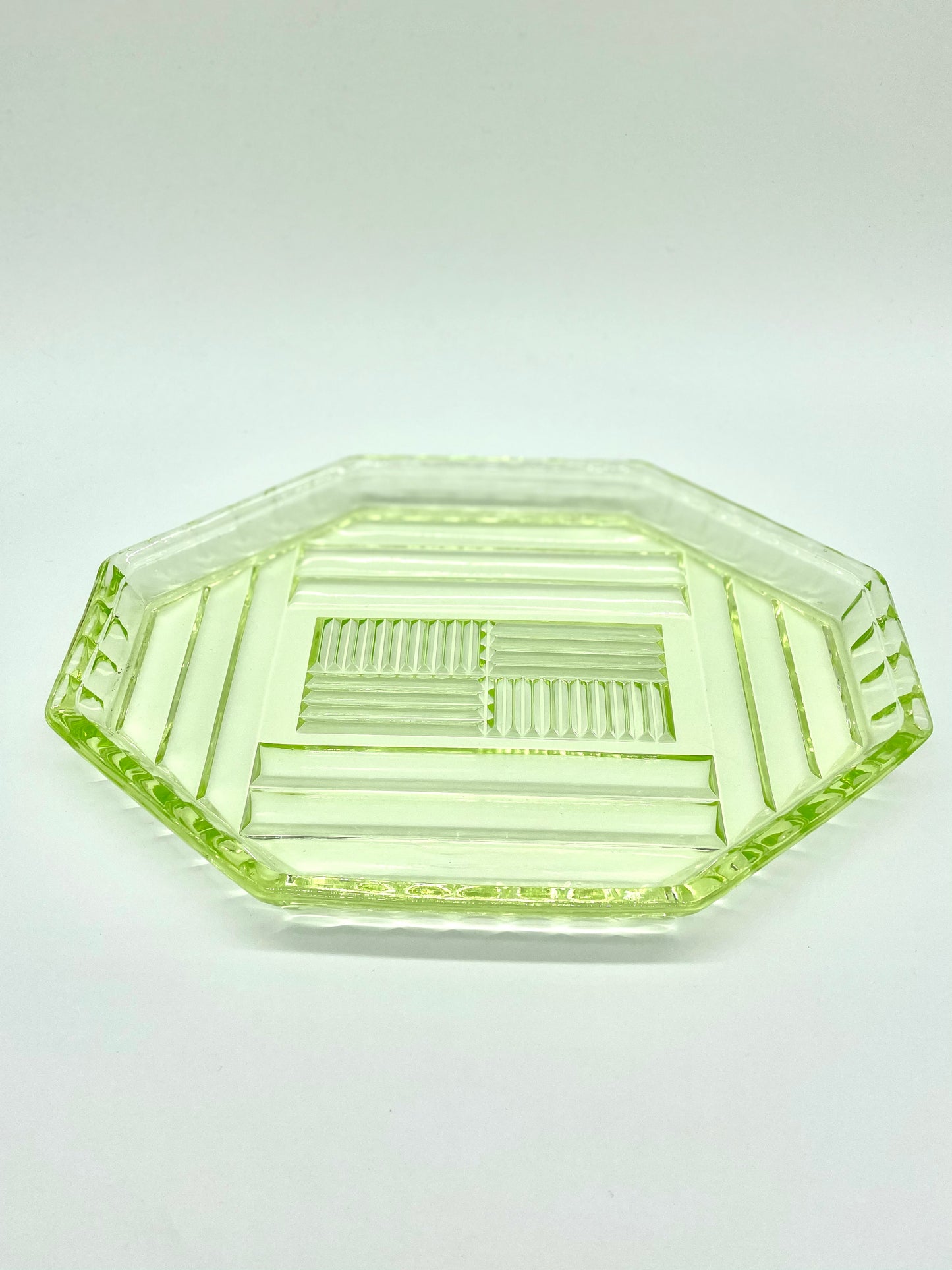 Lime green uranium glass vanity tray