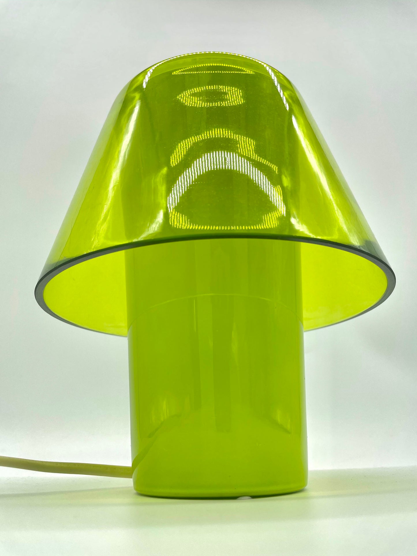 Lime green glass mushroom shaped lamp