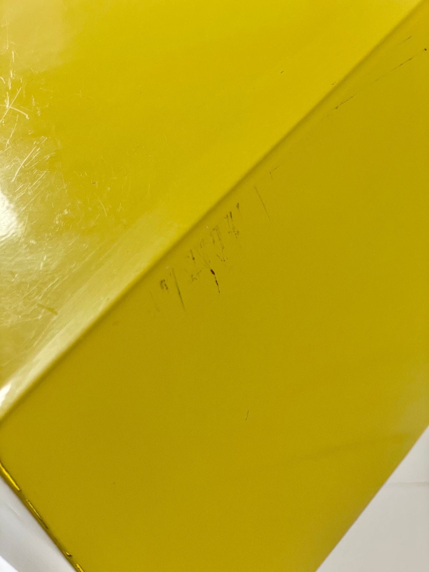 Yellow industrial metal side table